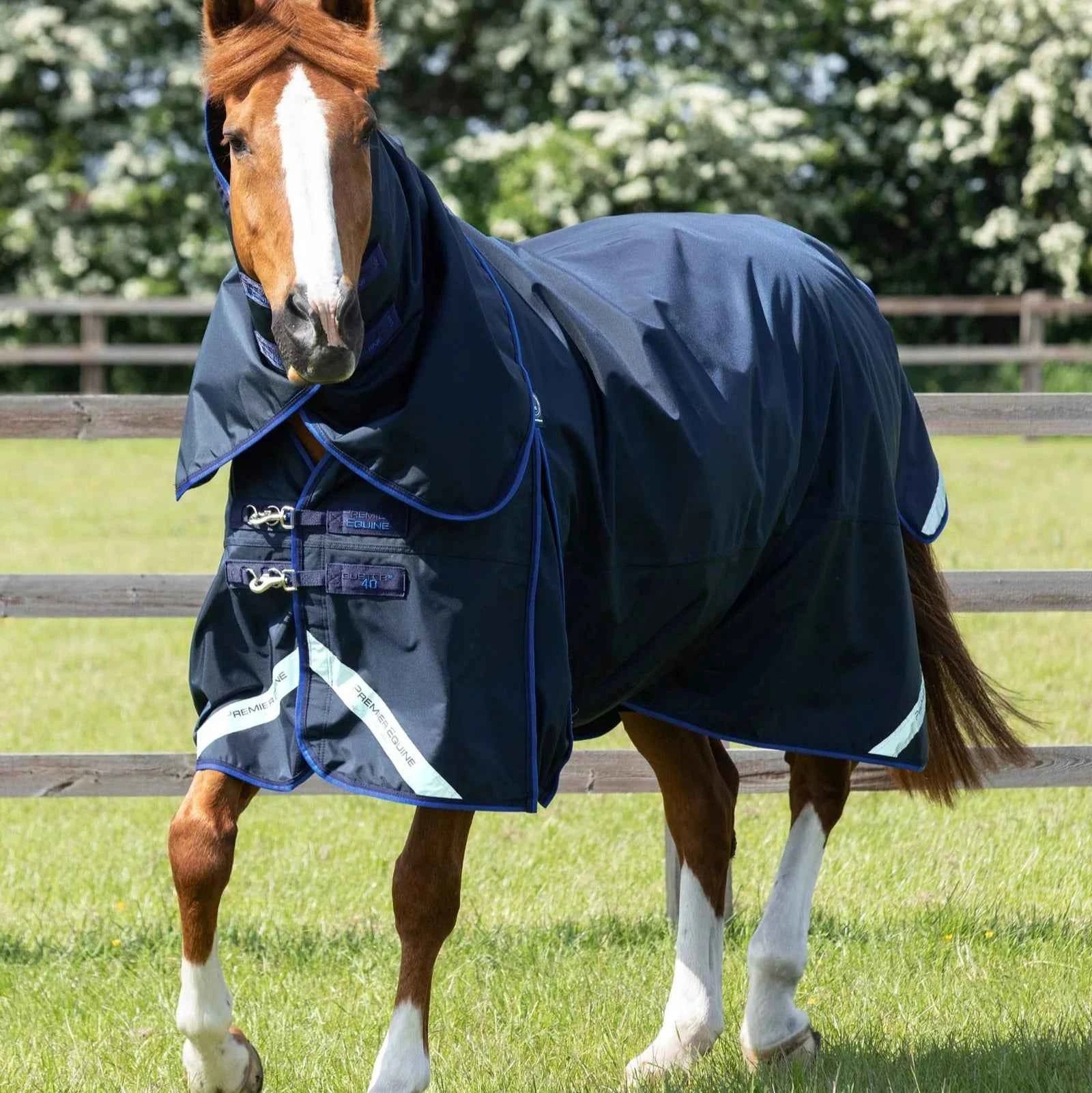 Premier Equine Buster 40g Turnout Rug with Classic Neck Cover Navy