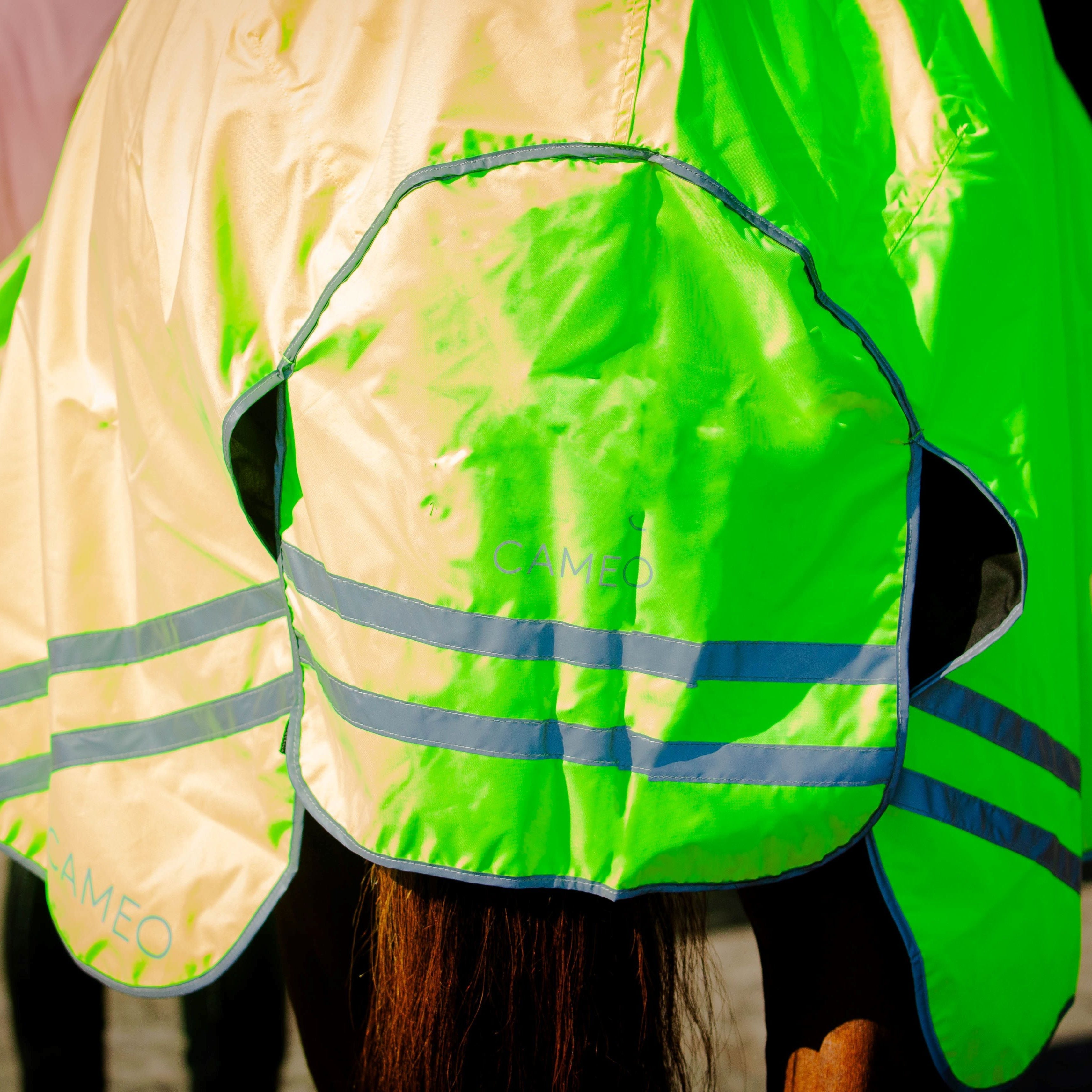 CAMEO Hi Viz Horse Exercise Sheet - Yellow, Reflective, Waterproof for Safe Riding
