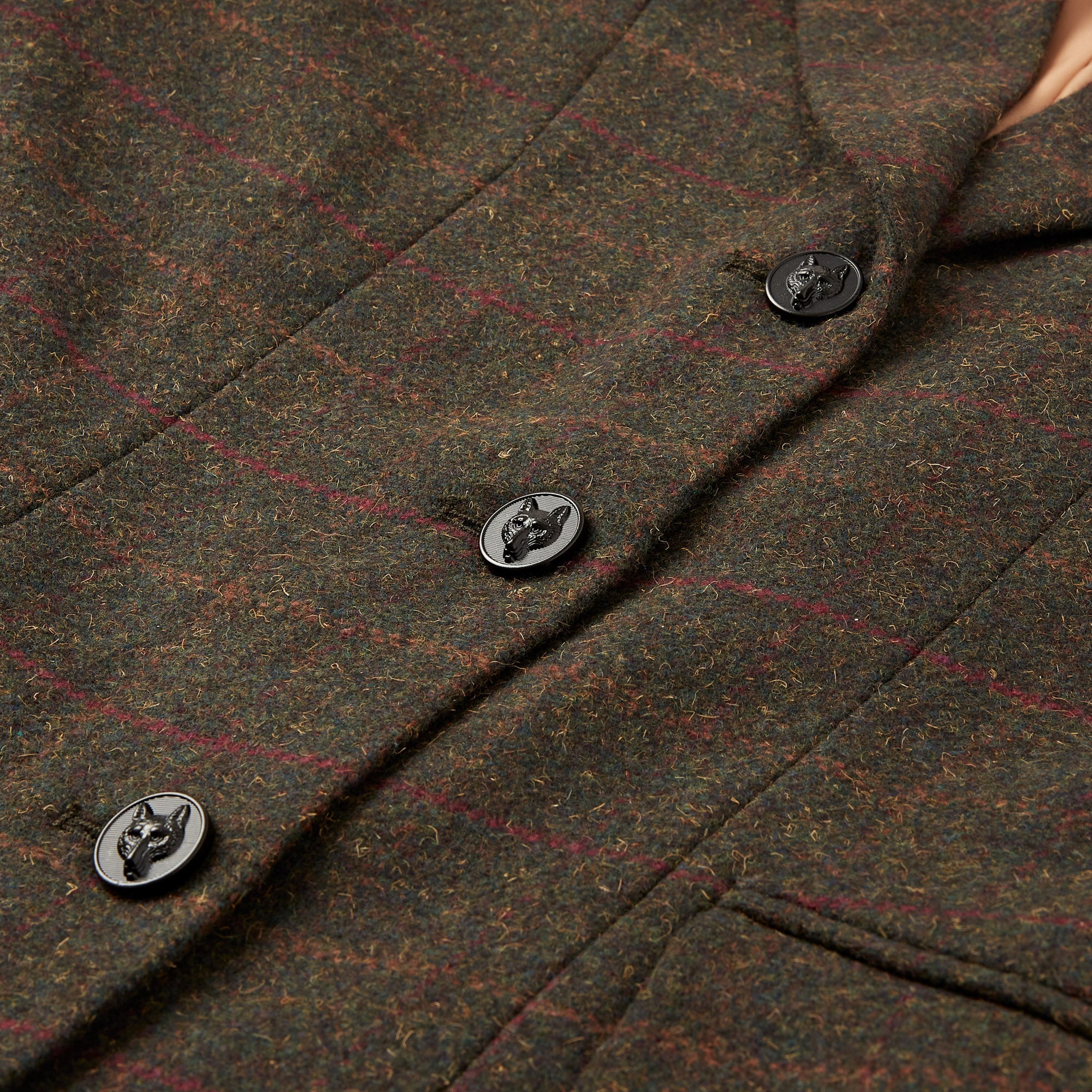 Cameo Junior Tweed Jacket Seaweed, Foxhead Buttons, Equestrian Show Jacket