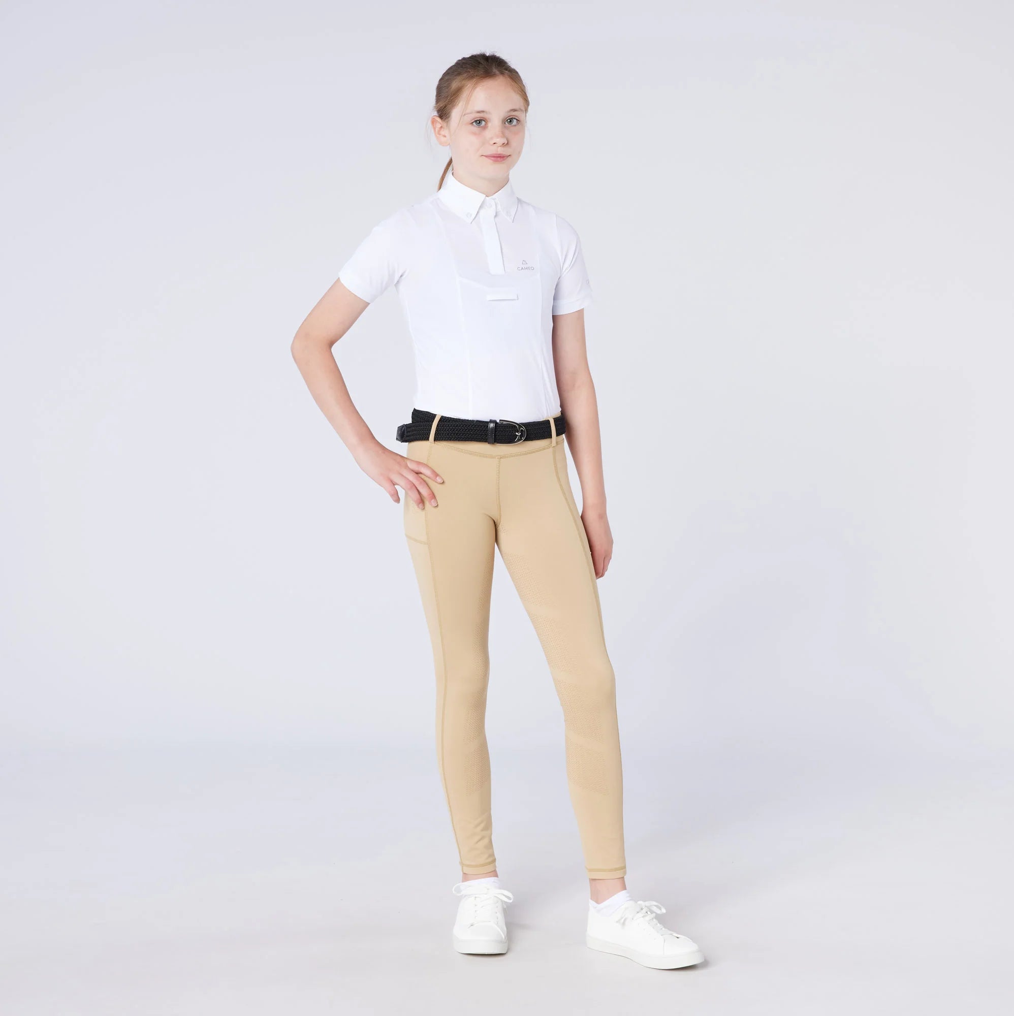 CAMEO Junior Thermodry Riding Tight Beige - Equestrian Apparel, Comfortable and Water Repellent