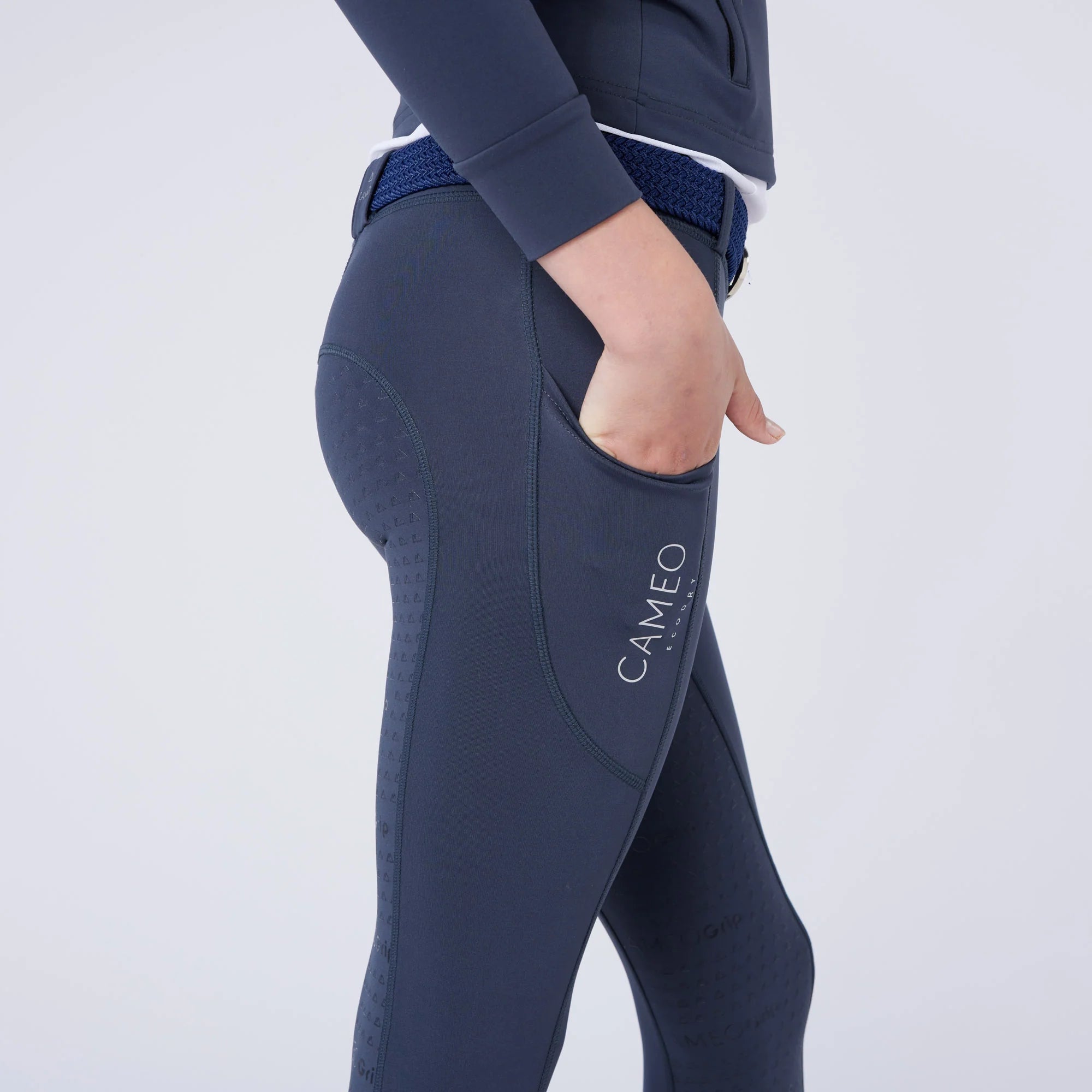 CAMEO Junior Thermodry Riding Tights Navy - Equestrian Winter Riding Apparel