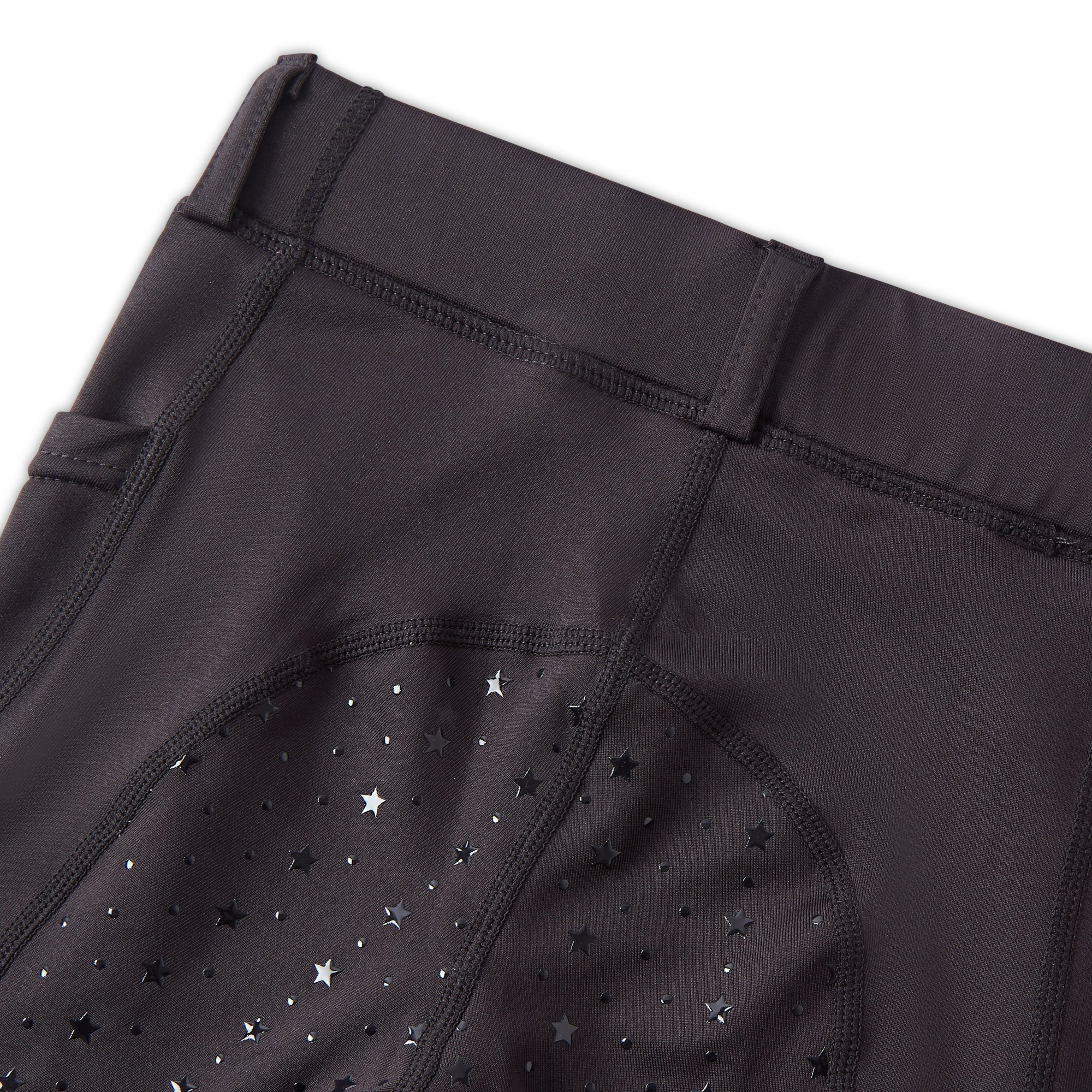 Cameo Junior performance riding tights with star pattern. Stylish equestrian apparel for young riders.