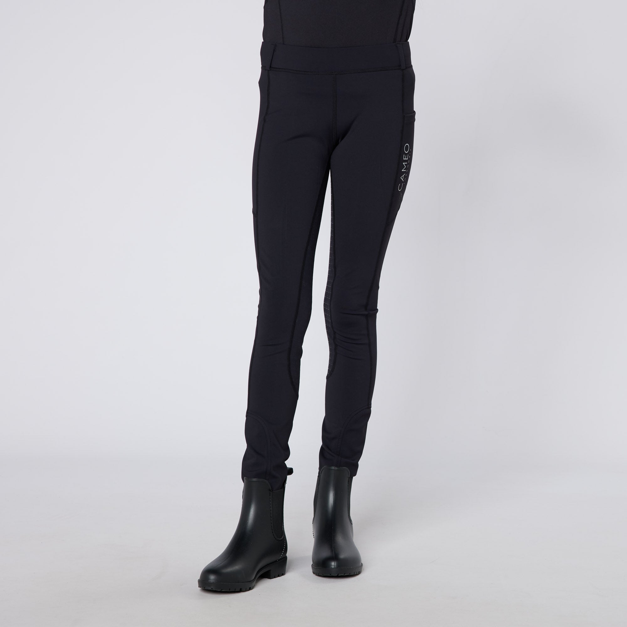 CAMEO Junior Performance Riding Tights Black: Equestrian Apparel with Silicone Grip. Equiflair Store.