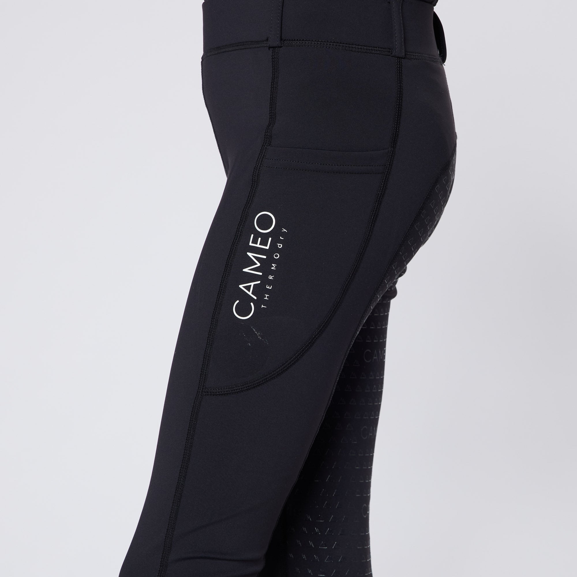 CAMEO Junior Performance Riding Tights Pale Grey - Equestrian Apparel, CameoTech fabric, Full Seat, Comfort Waist, Shop Now at Equiflair