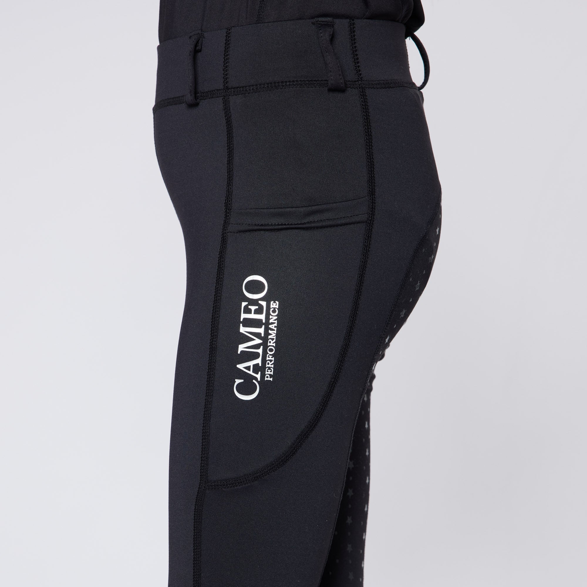 CAMEO Junior Performance Riding Tights - Pale Grey, Equestrian Apparel, Comfortable Four-Way Stretch