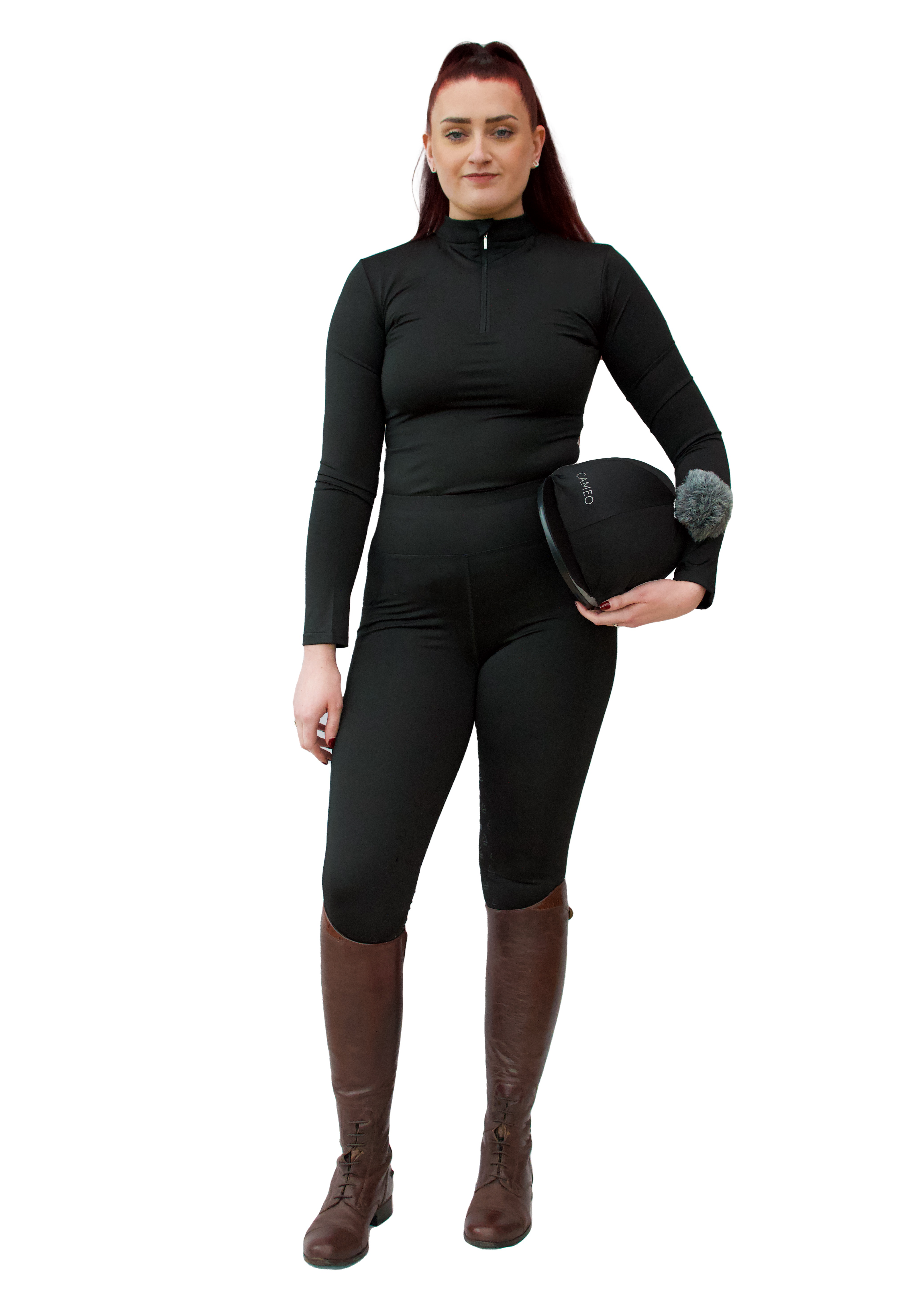 Ladies CAMEO Core Collection Black Riding Tights - Equestrian Apparel, Comfortable, Flexible with CameoGrip & Phone Pocket