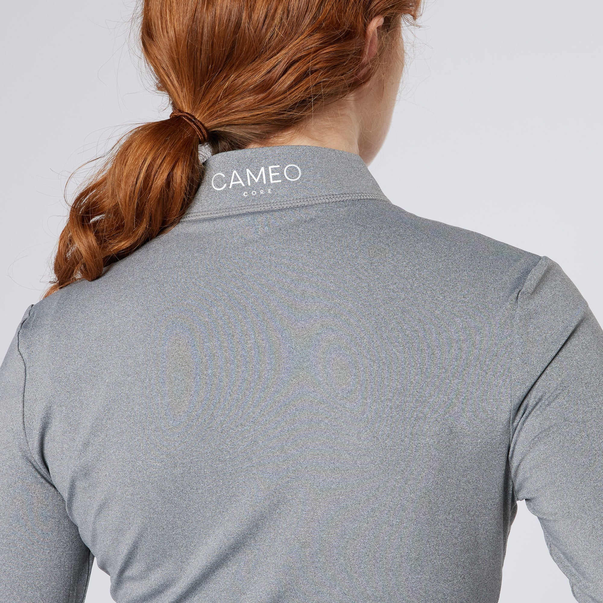 CAMEO Core Baselayer Marl: Ladies Equestrian Riding Shirt, Grey Long Sleeve Top. Equiflair