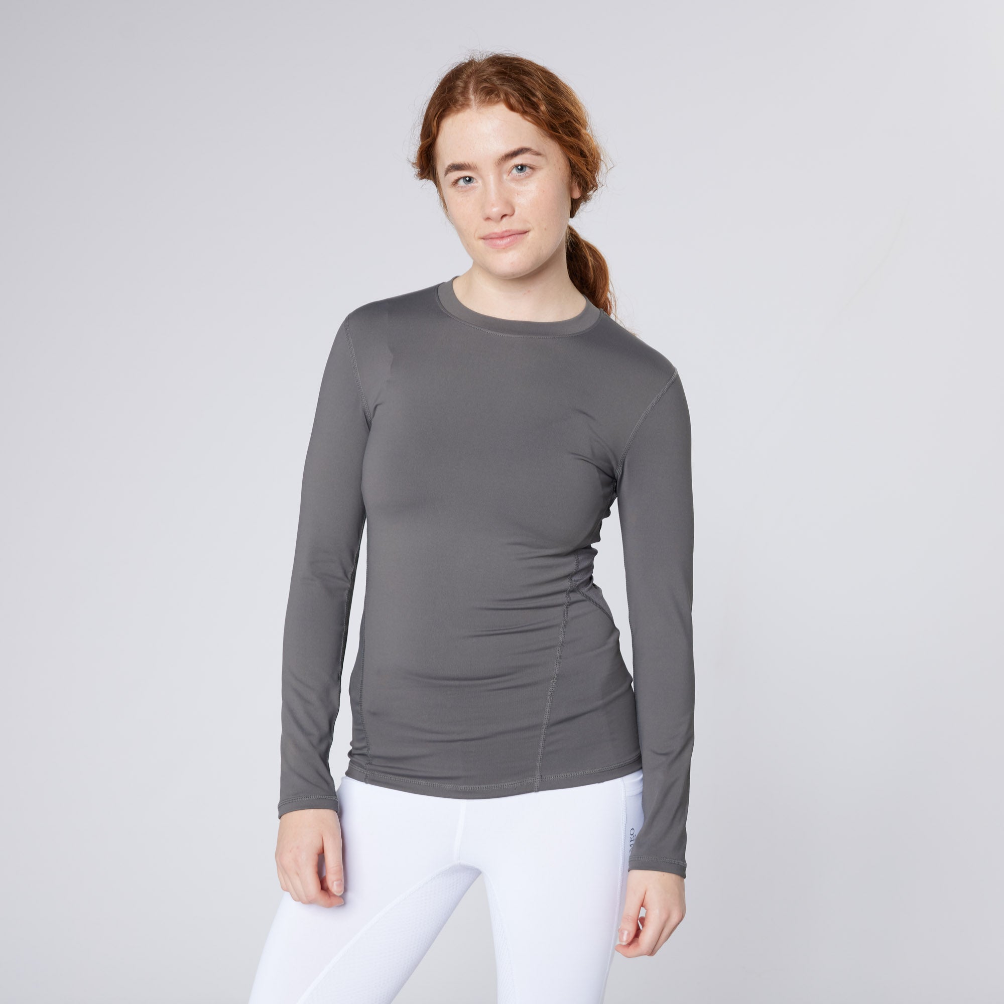 CAMEO PERFORMANCE BASELAYER CHARCOAL: Equestrian Baselayer Top for Riding, Long Sleeve