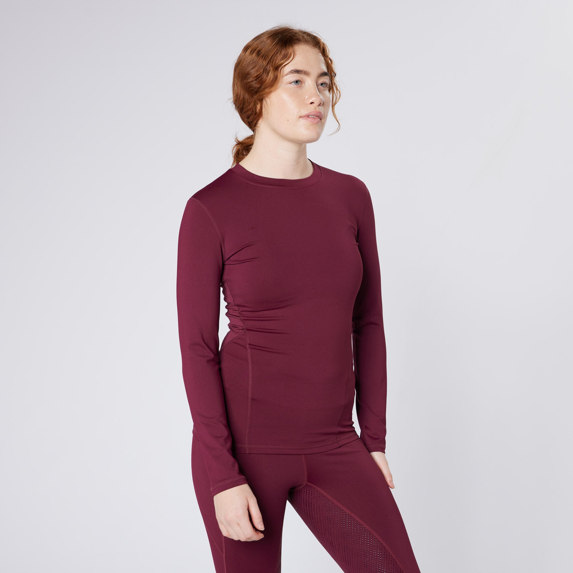 Equiflair CAMEO PERFORMANCE BASELAYER PLUM - Women's Equestrian Riding Top, Baselayer, Plum Color