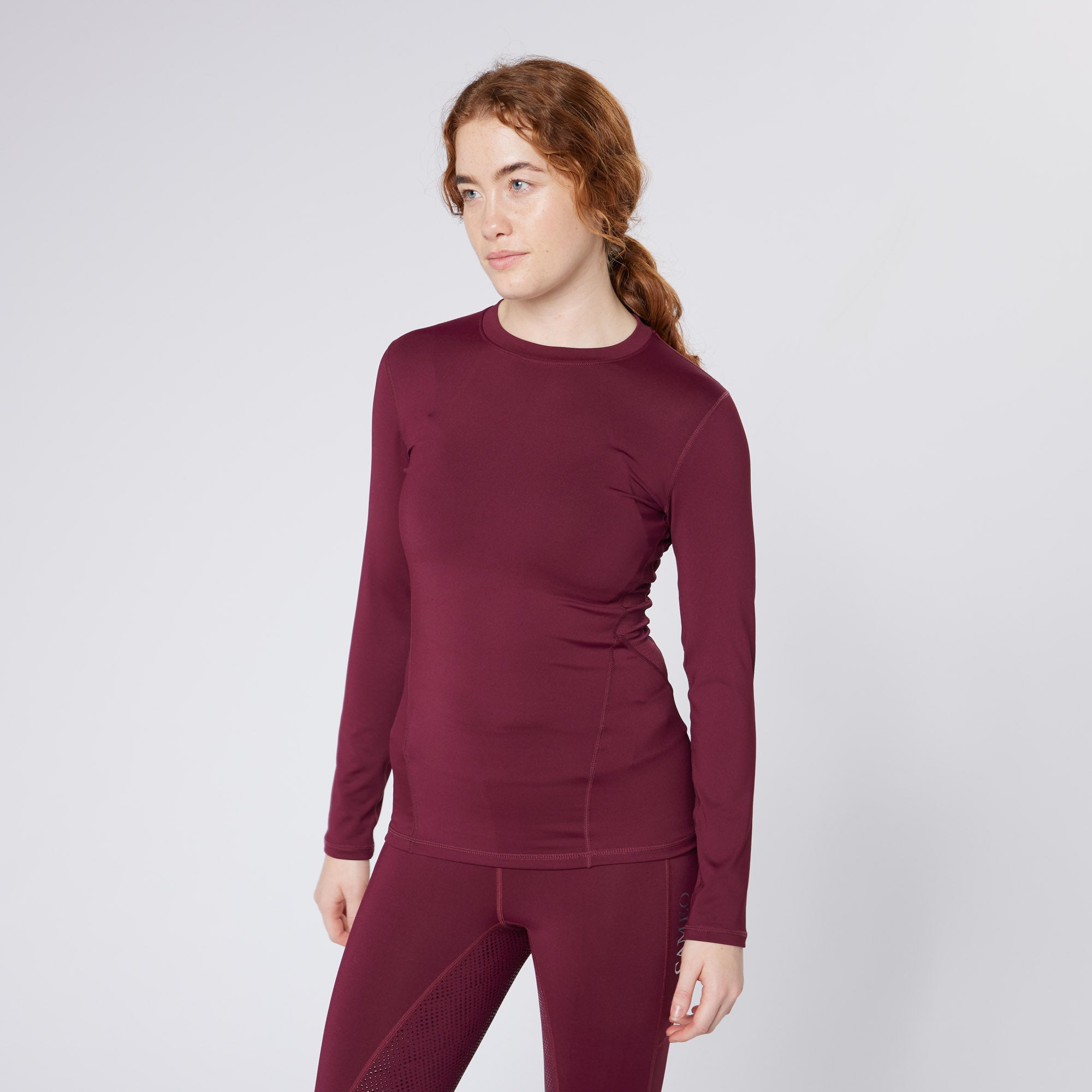 Cameo Performance Baselayer Plum: Equestrian Long Sleeve Shirt for Riding and Competition | Equiflair