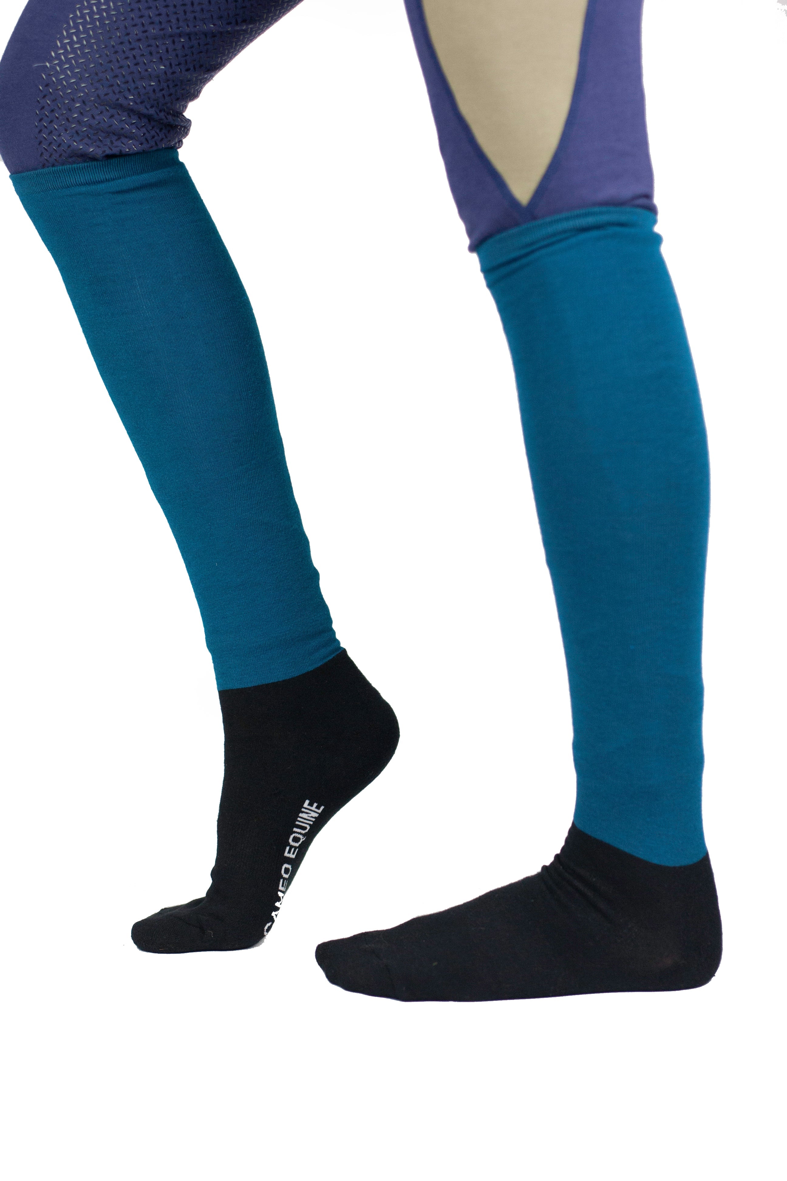 CAMEO Marmaduke Teal Socks: Equestrian Riding Socks with Padded Sole & Moisture-Wicking Fabric for Horse Riding Comfort.
