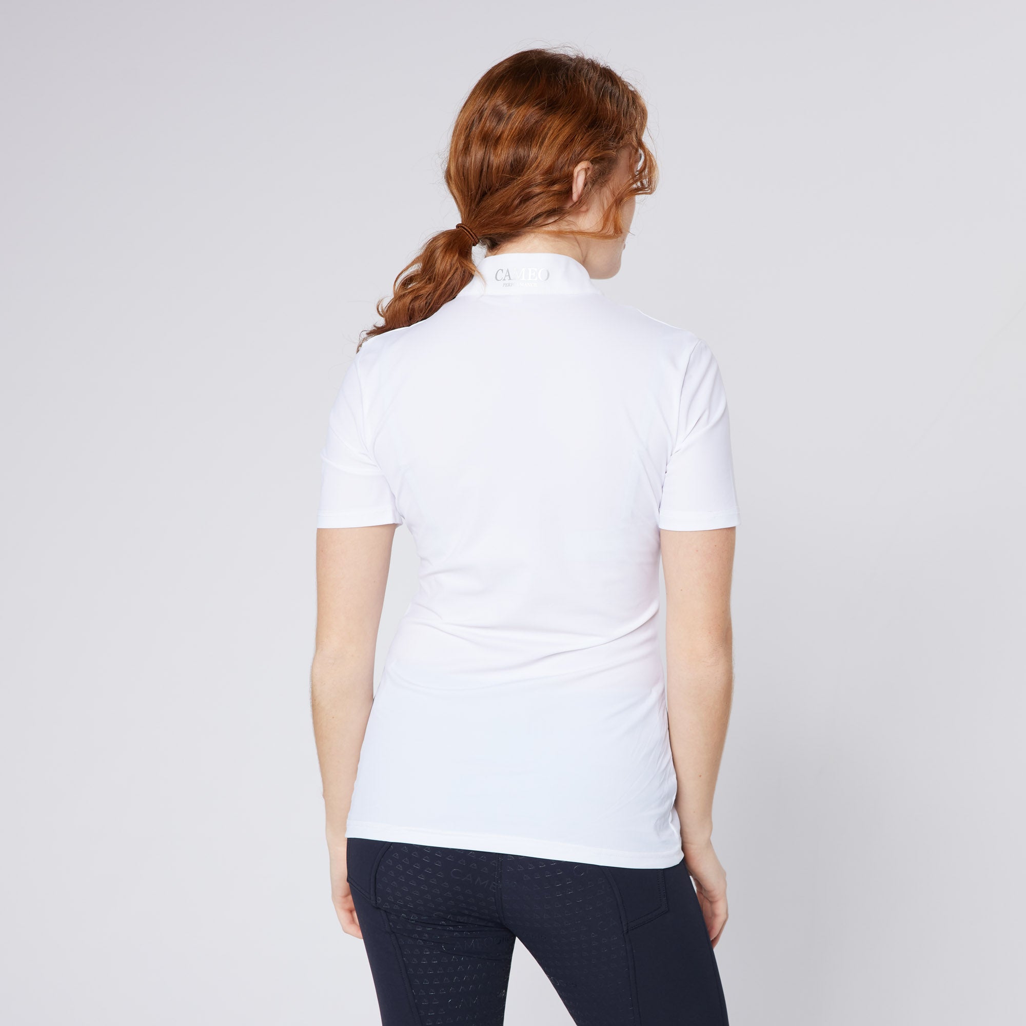 Back View: Cameo White Competition Shirt, Short Sleeve, Equestrian Apparel
