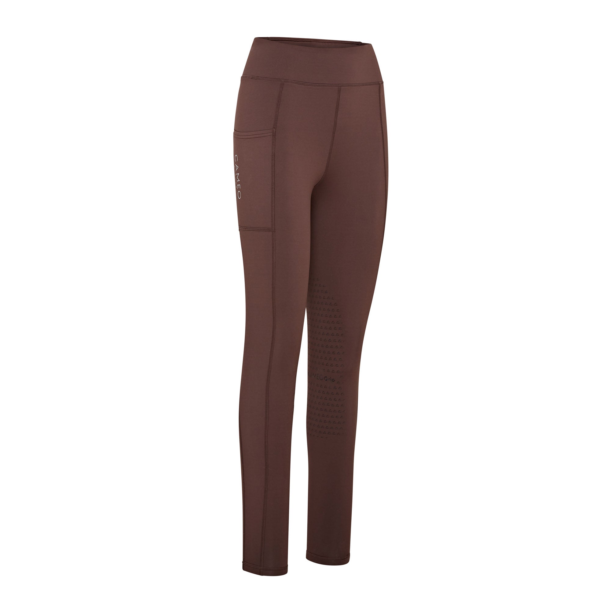 CAMEO Winter Riding Tights - Brown Equestrian Leggings with Silicone Knee Grip & Thermal Fabric for Cold Weather Riding