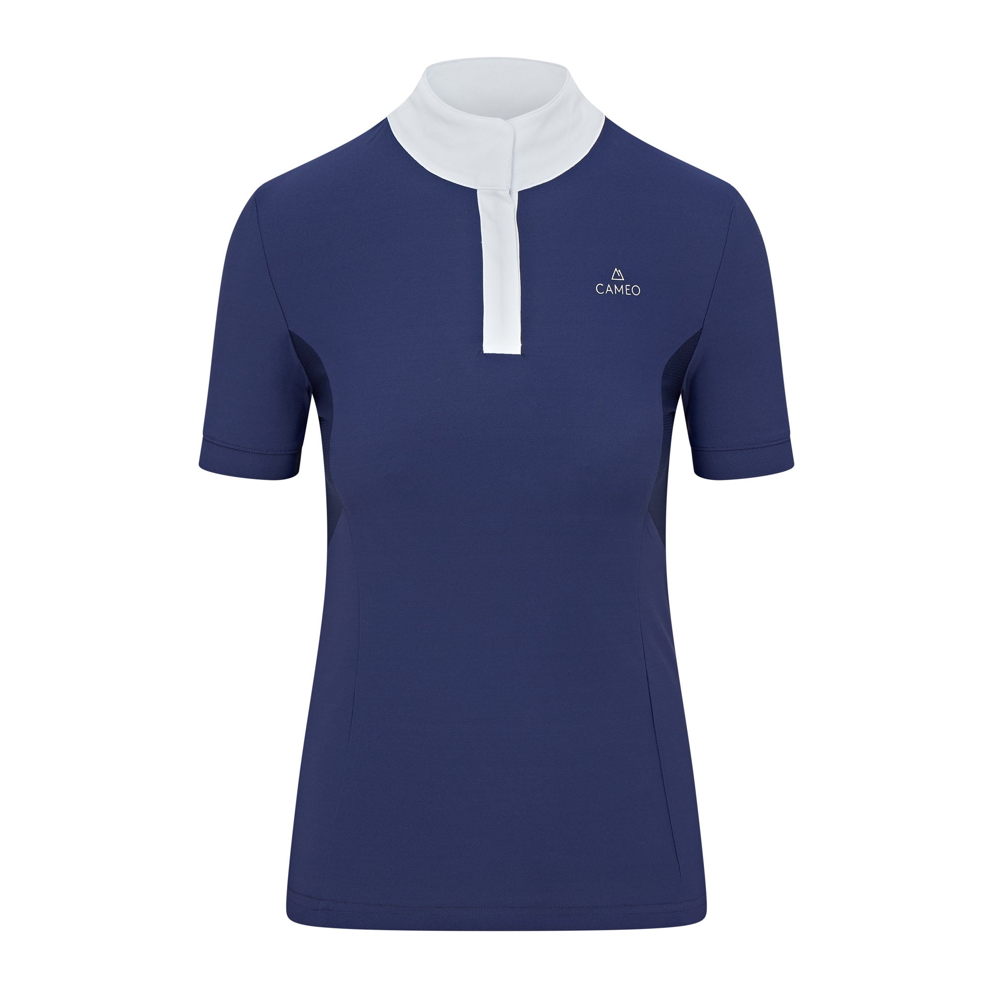 CAMEO Charlotte Navy Show Shirt - Women's Equestrian Competition Top, Short Sleeve, Technical Fabric
