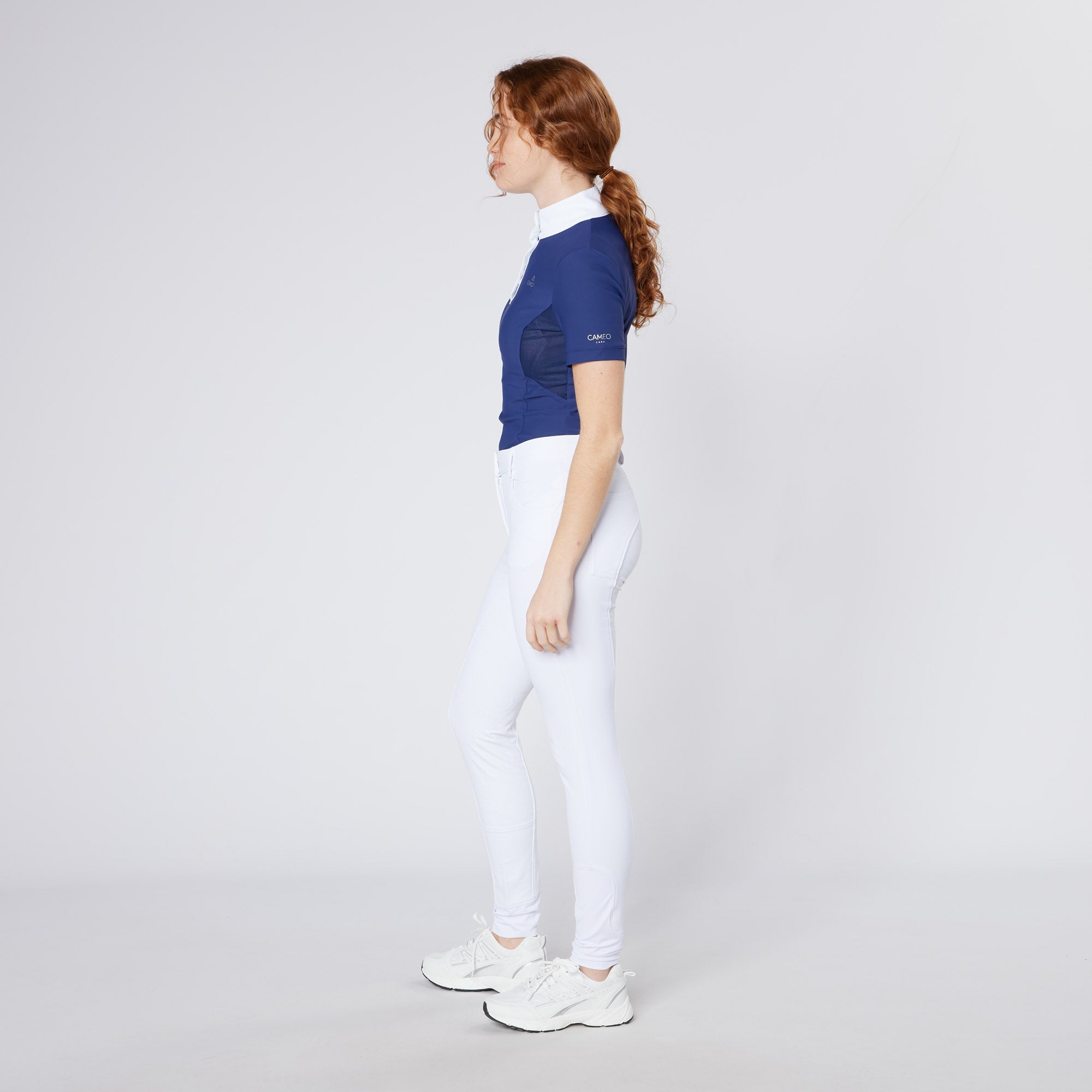 CAMEO CHARLOTTE Show Shirt NAVY - Technical Equestrian Competition Shirt with Mesh Insert - Women's Horse Riding Apparel