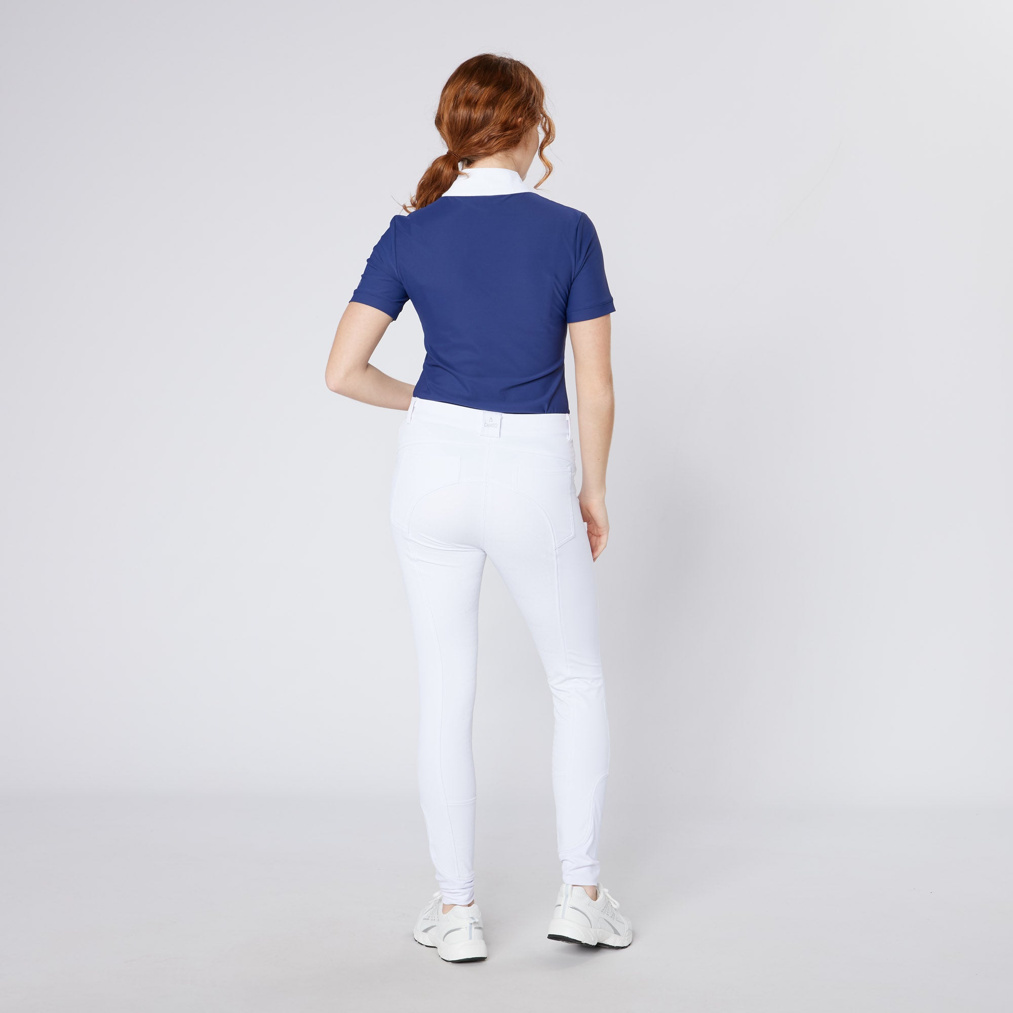 Equiflair CAMEO CHARLOTTE SHOW SHIRT NAVY: Navy Competition Shirt, White Collar, Breathable, Lightweight, Tailored, Show Jacket Compatible