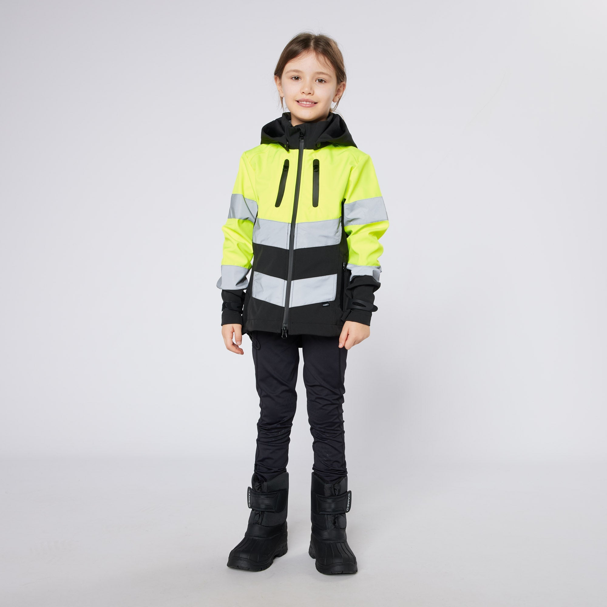 CAMEO Junior Hi Viz Yellow Jacket: Child's Safety Outerwear - High Visibility Riding Clothes for Kids