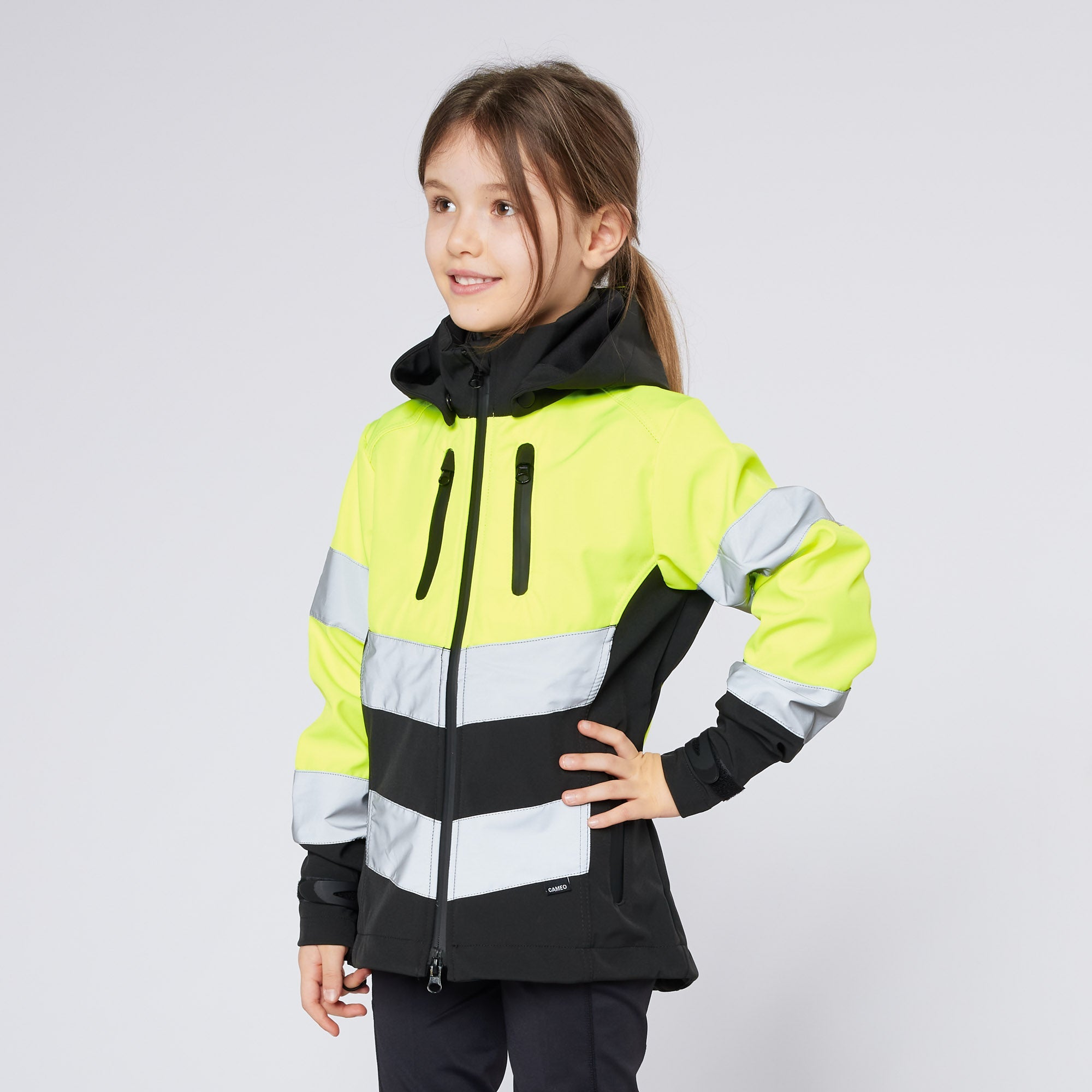CAMEO Junior Hi Viz Jacket Yellow: High Visibility Safety for Children & Young Riders - Performance Riding Gear.