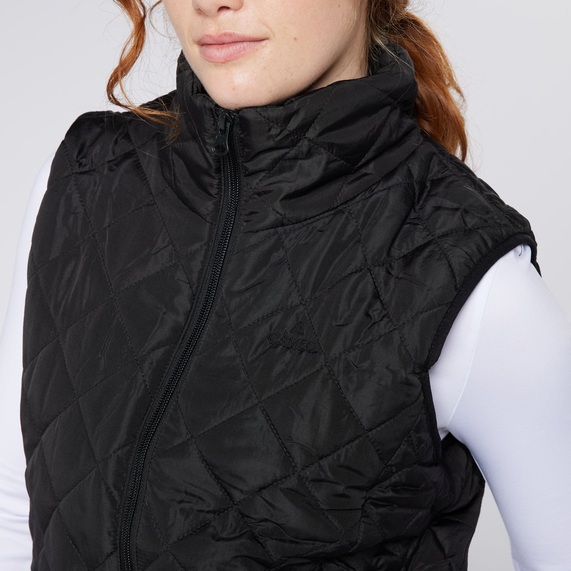Cameo All Season Gilet Black: Water Resistant Quilted Vest by Equiflair for Equine Wear