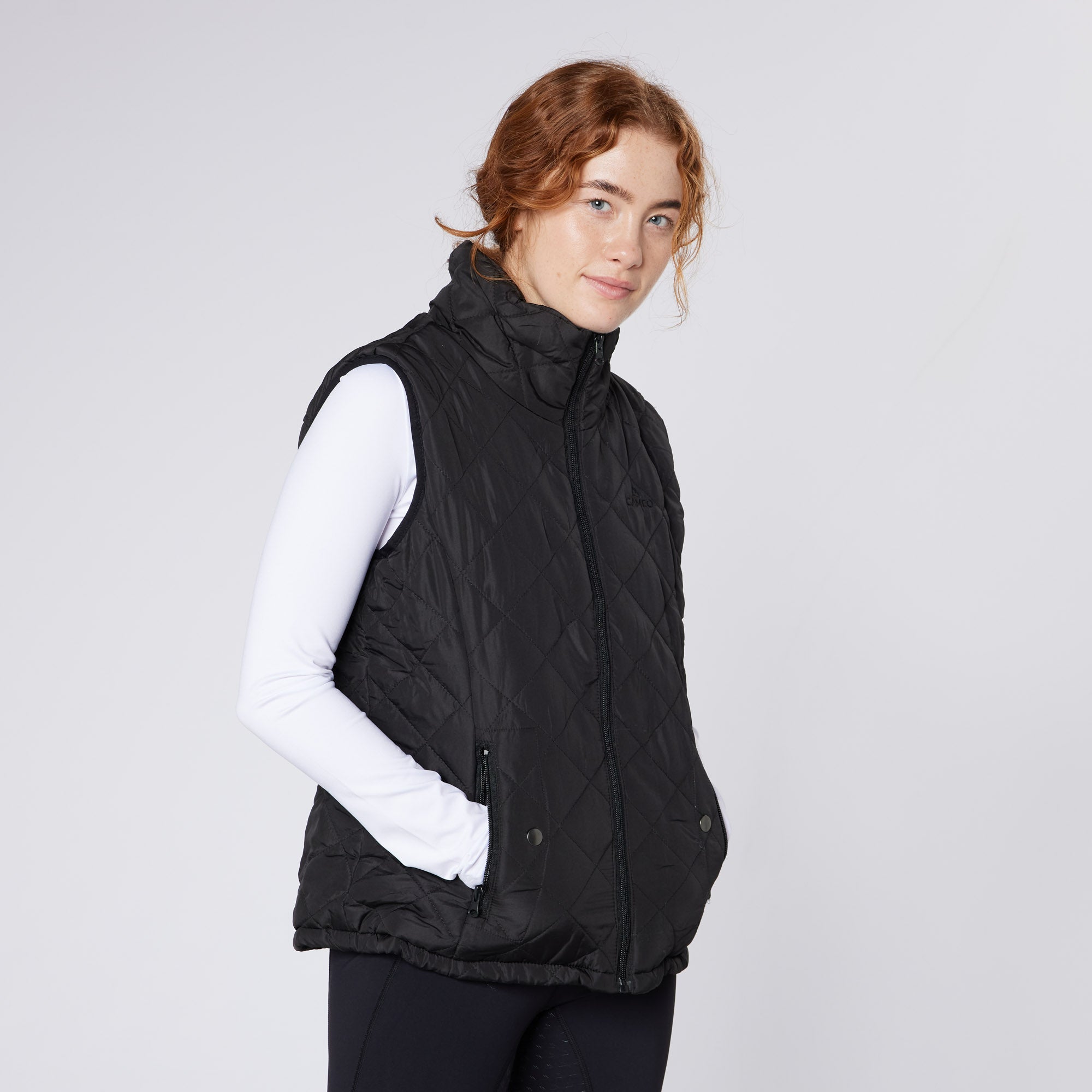 Cameo Black Quilted Gilet for Women: Equestrian Vest, Water-Resistant Outerwear, Zip Pockets