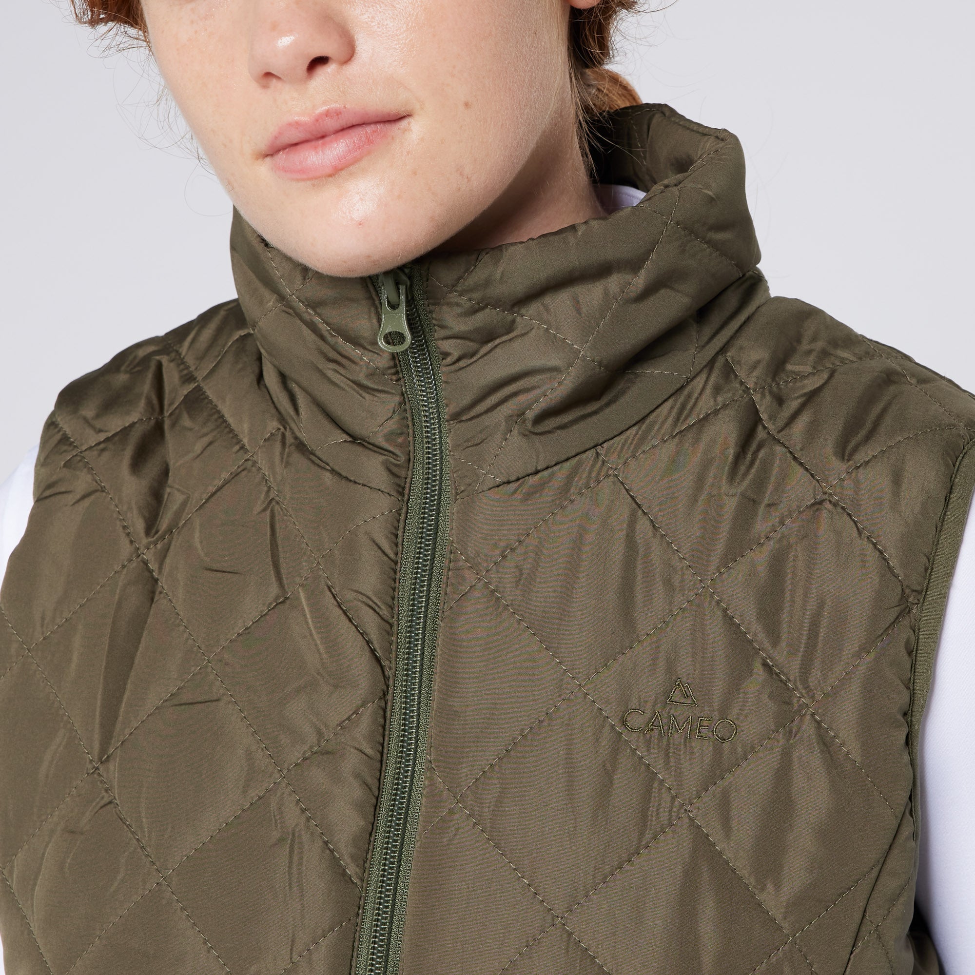 CAMEO ALL SEASON Olive Green Gilet - Women's Quilted Equestrian Vest by Equiflair
