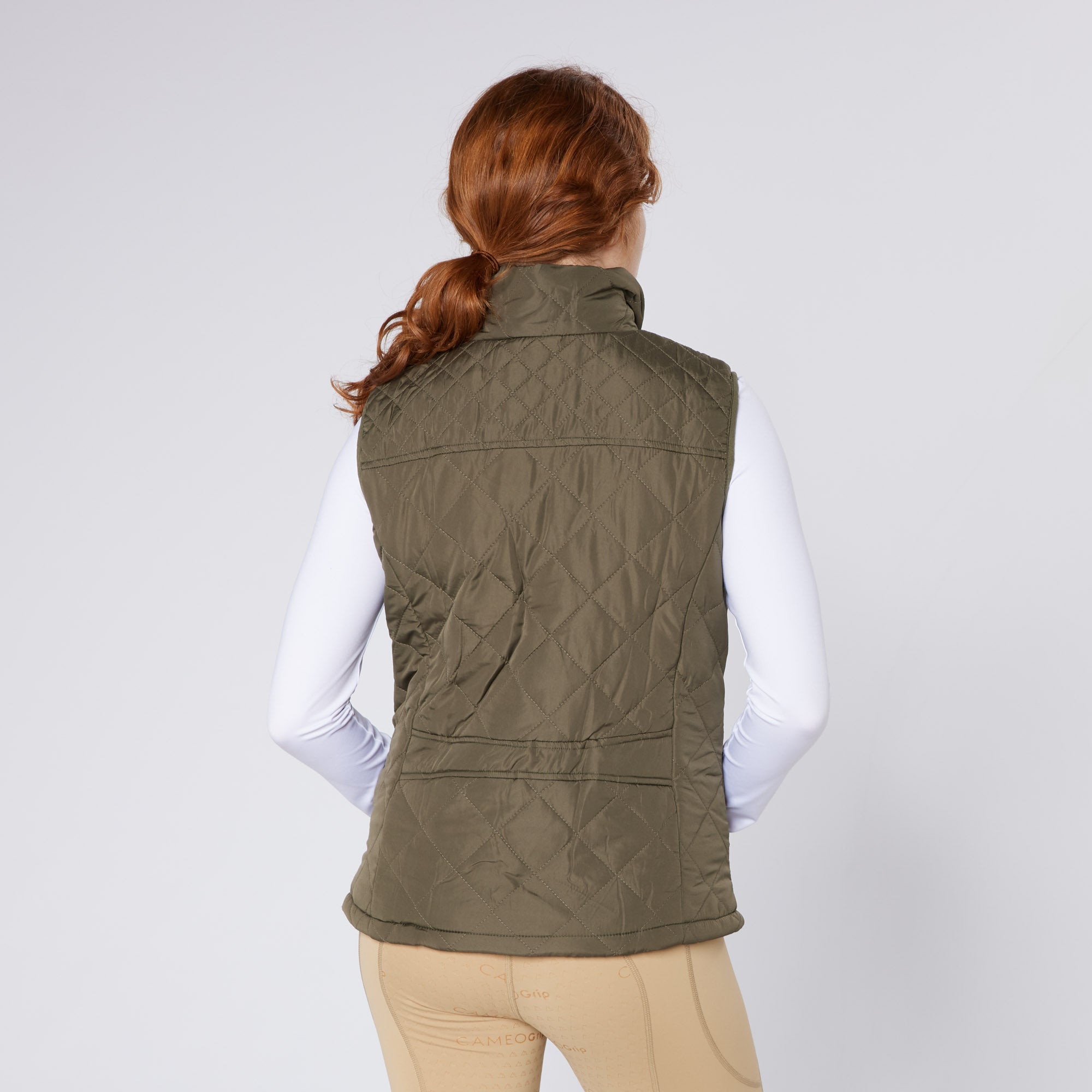 CAMEO ALL SEASON GILET OLIVE - Olive quilted vest - women's equestrian vest by Equiflair
