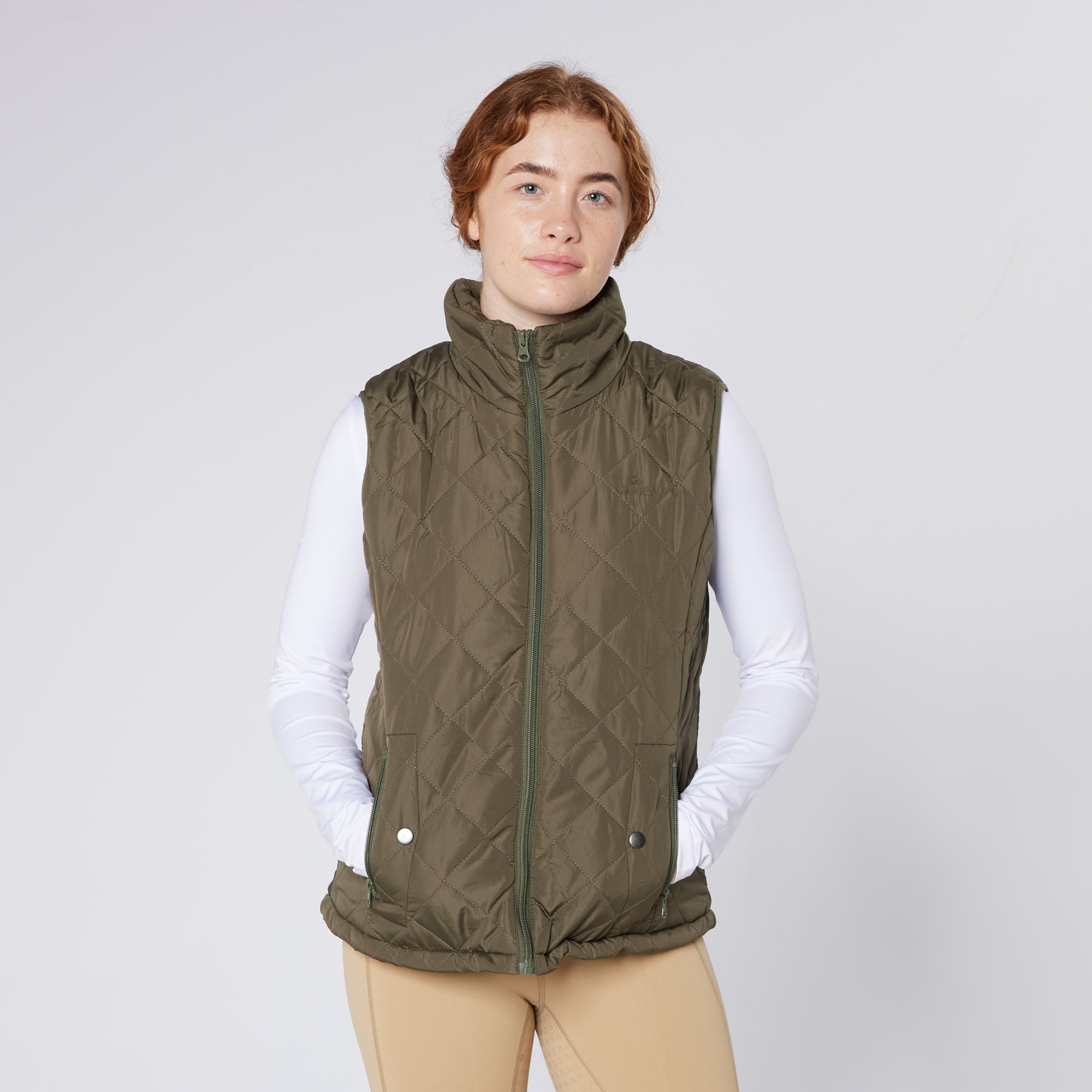 CAMEO All Season Olive Green Quilted Gilet Vest for Women | Equestrian Clothing by Equiflair