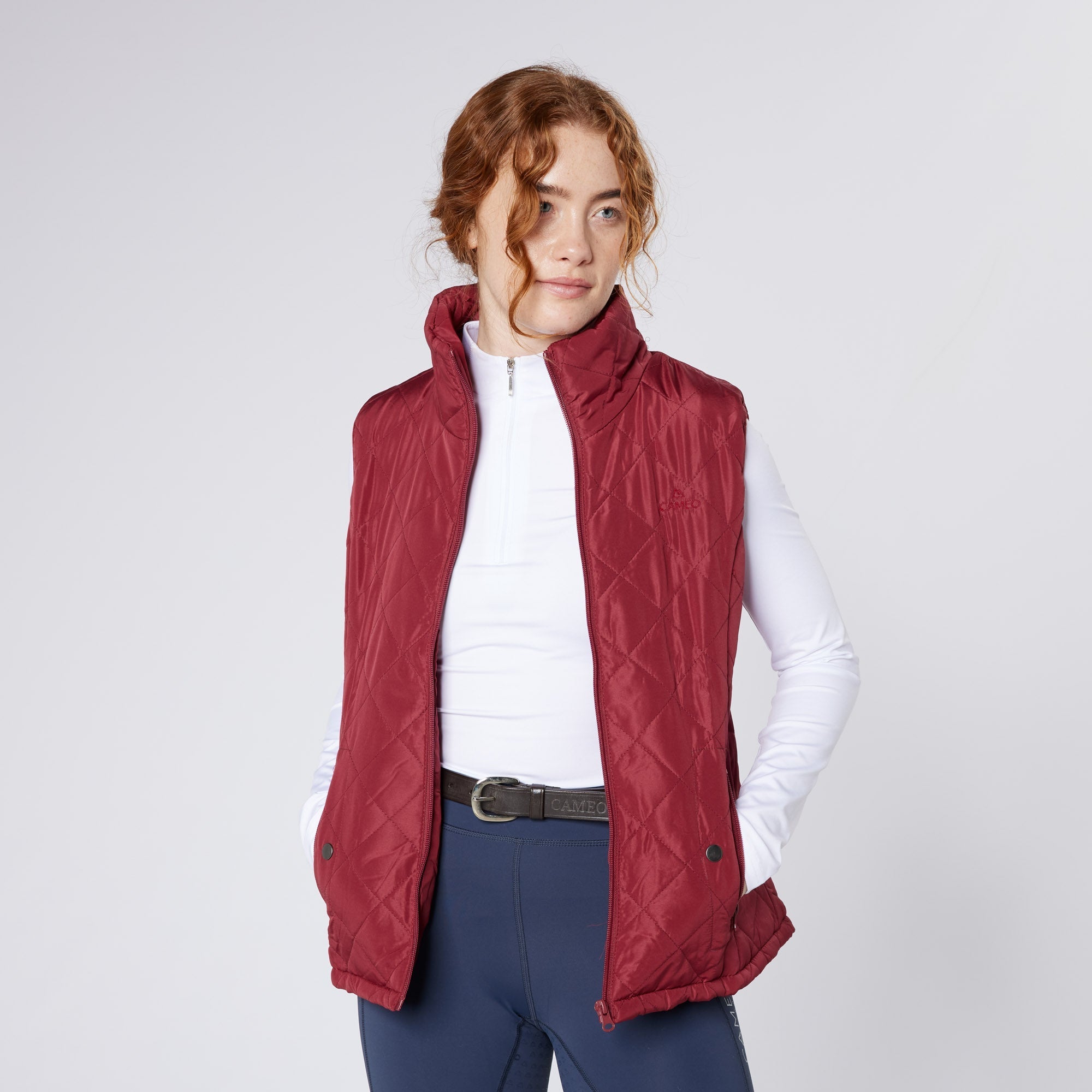 Cameo Burgundy Gilet - Equestrian Vest for Women, Stylish & Warm Riding Layer