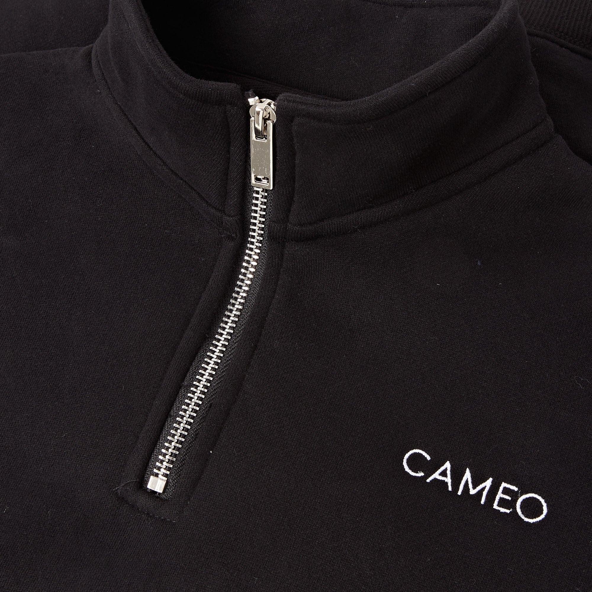 CAMEO JUNIOR MID LAYER BLACK Sweatshirt: Quarter Zip, Stand Up Collar, Equestrian Style