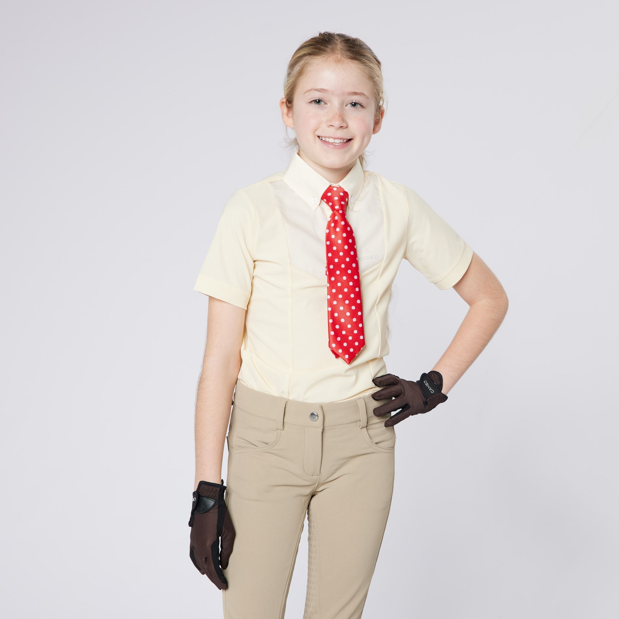 CAMEO Junior Classic Show Shirt - Yellow. Horse riding apparel from Equiflair. Youth equestrian competition shirt.