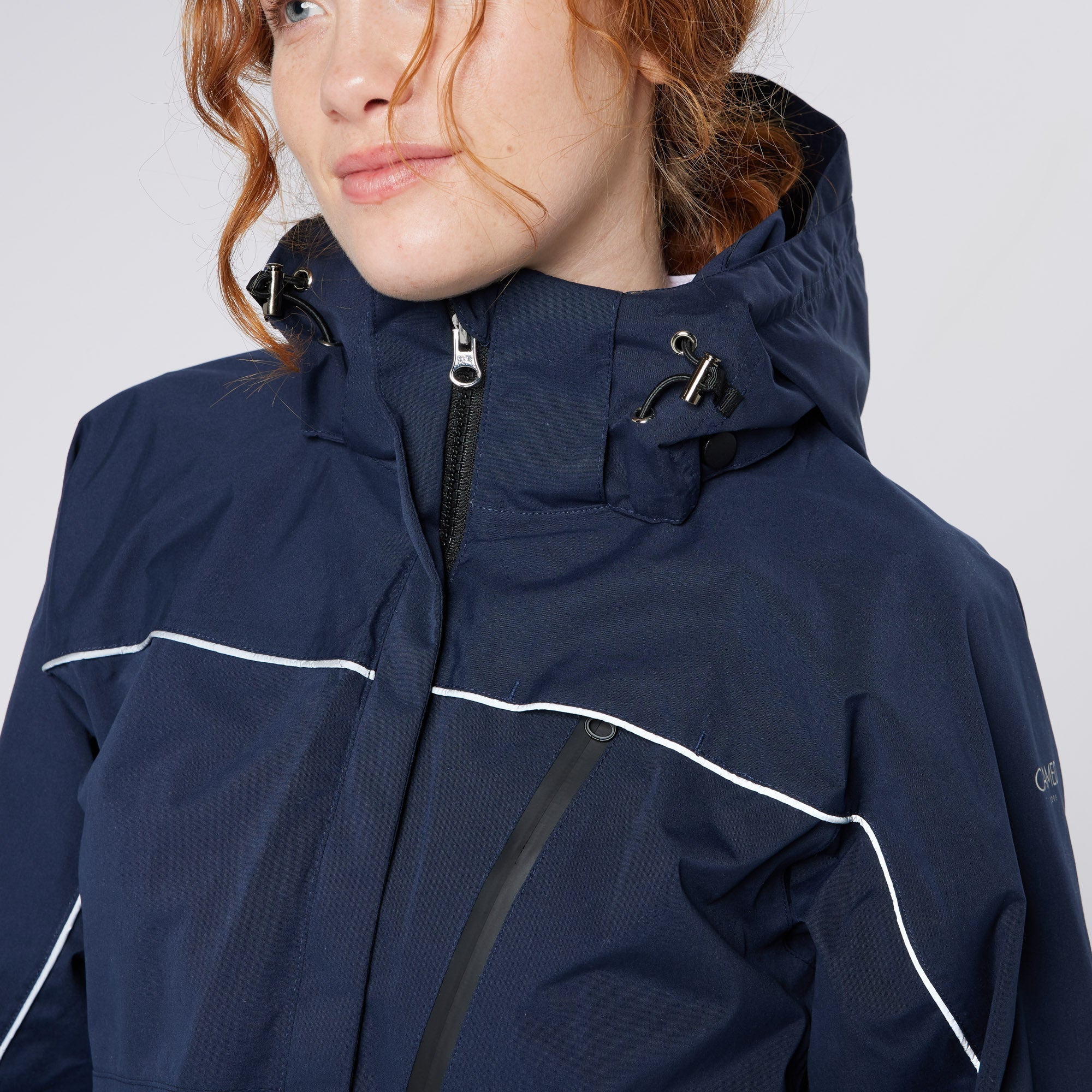 CAMEO Navy Riding Jacket: Waterproof Equestrian Coat with Removable Hood