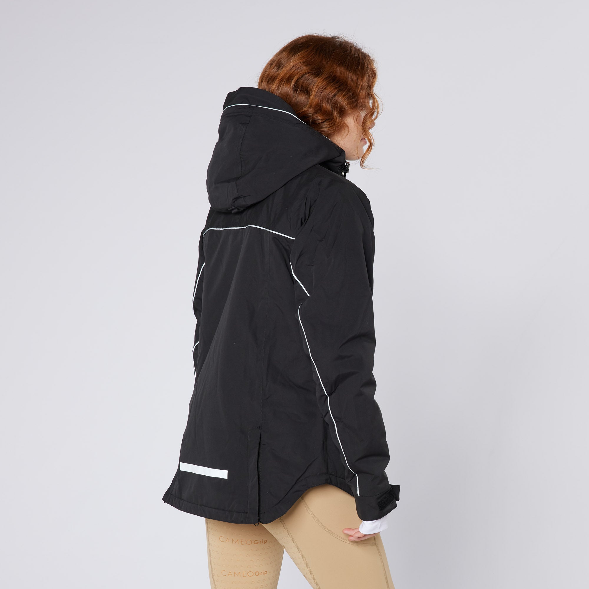 CAMEO Thermo Winter Riding Jacket - Black Hooded Jacket with Reflective Details - Equiflair