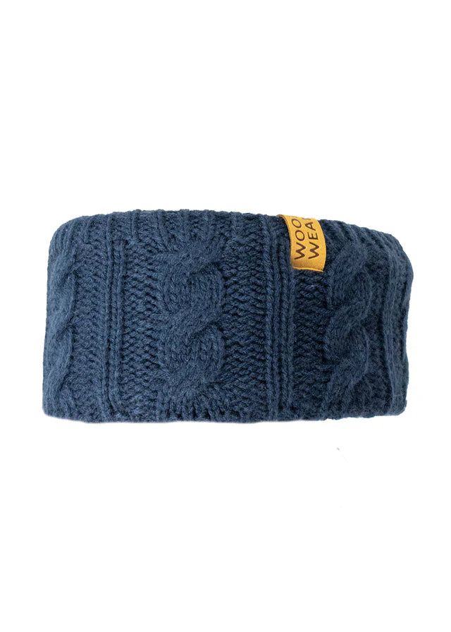 WOOF WEAR Cable Headband Navy - Cozy Winter Knit Headband at Equiflair