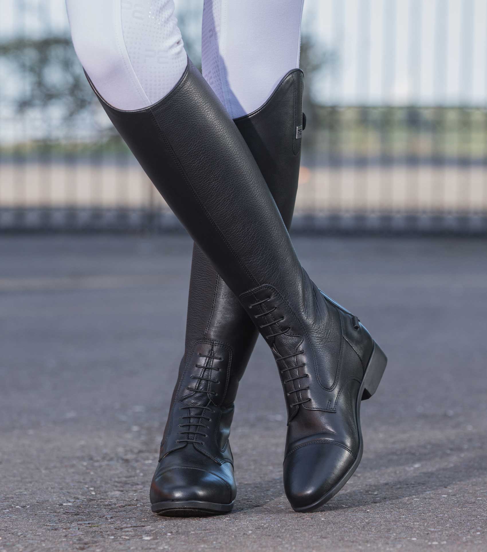 Premier Equine Calanthe Black Leather Riding Boots - Equestrian Tall Field Boots