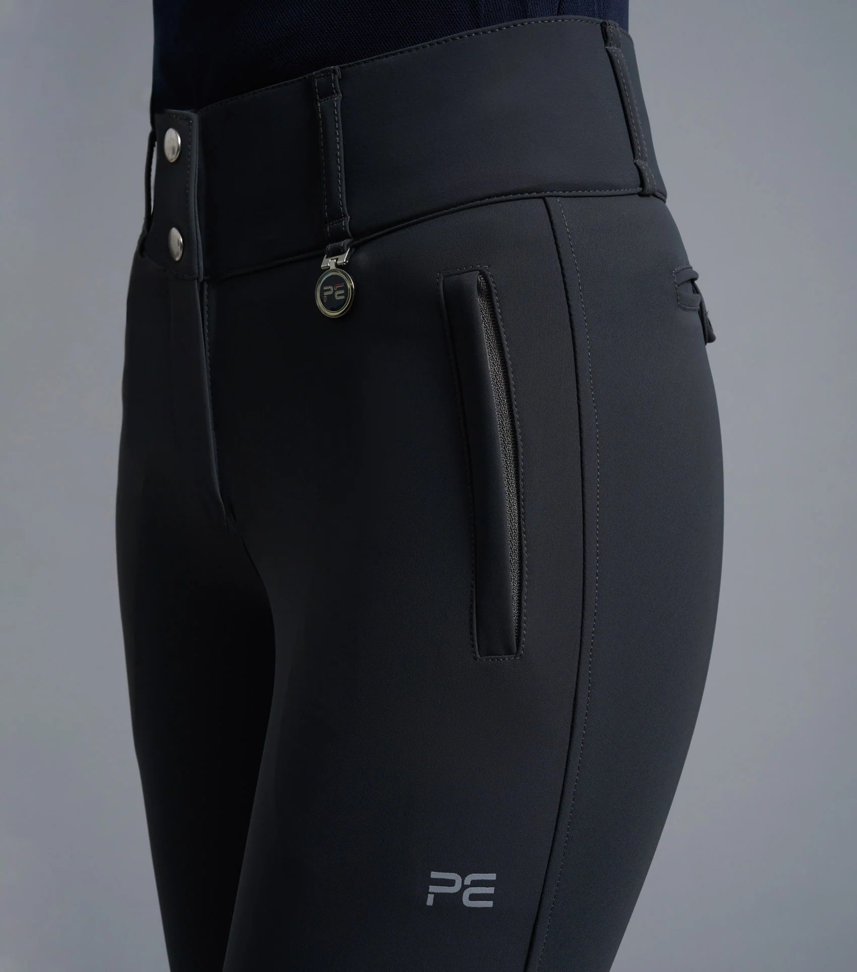 Premier Equine Carapello Anthracite Riding Breeches - Ladies Full Seat Gel Equestrian Pants