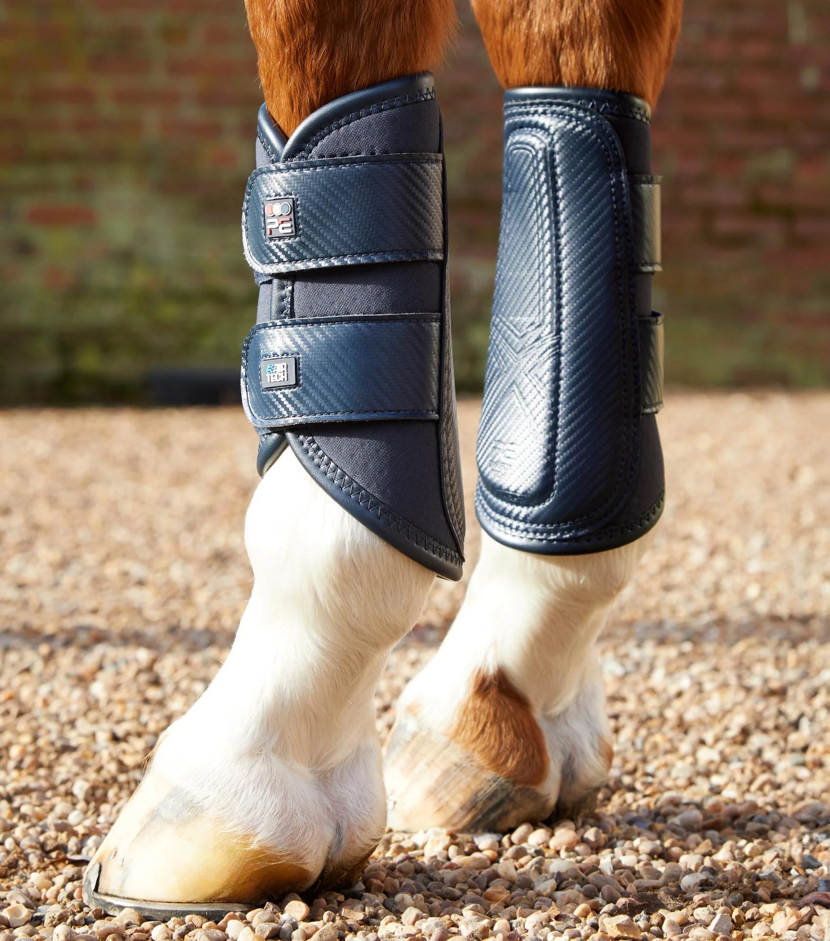 Premier Equine Horse Boots: Navy Carbon Air-Tech Double Locking Brushing Boots for Horses, equestrian protection