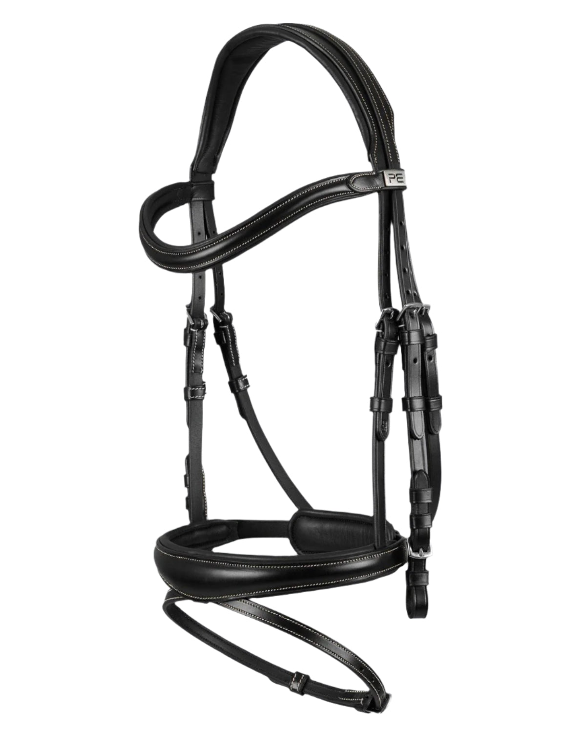 Premier Equine Cassano Snaffle Bridle - Black Leather Horse Bridle with Padded Headpiece & Noseband | Equiflair