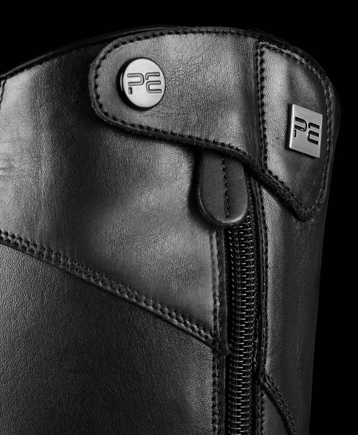 Black Leather Riding Boots - PREMIER EQUINE Cedo Tall Boots with PE Logo, Equestrian Apparel