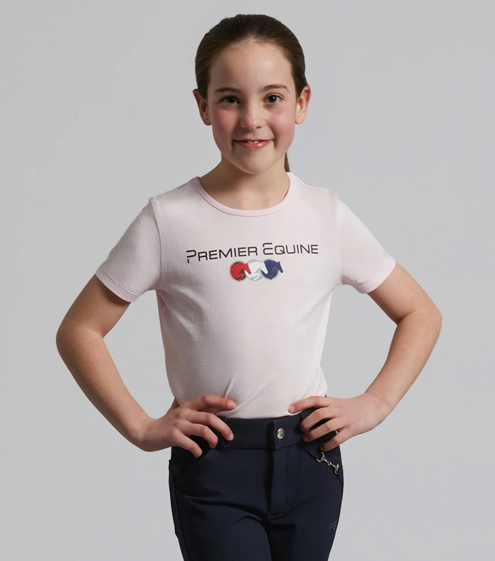 PREMIER EQUINE CHIARO Girls Riding T-Shirt Pink Cotton - Equestrian Apparel