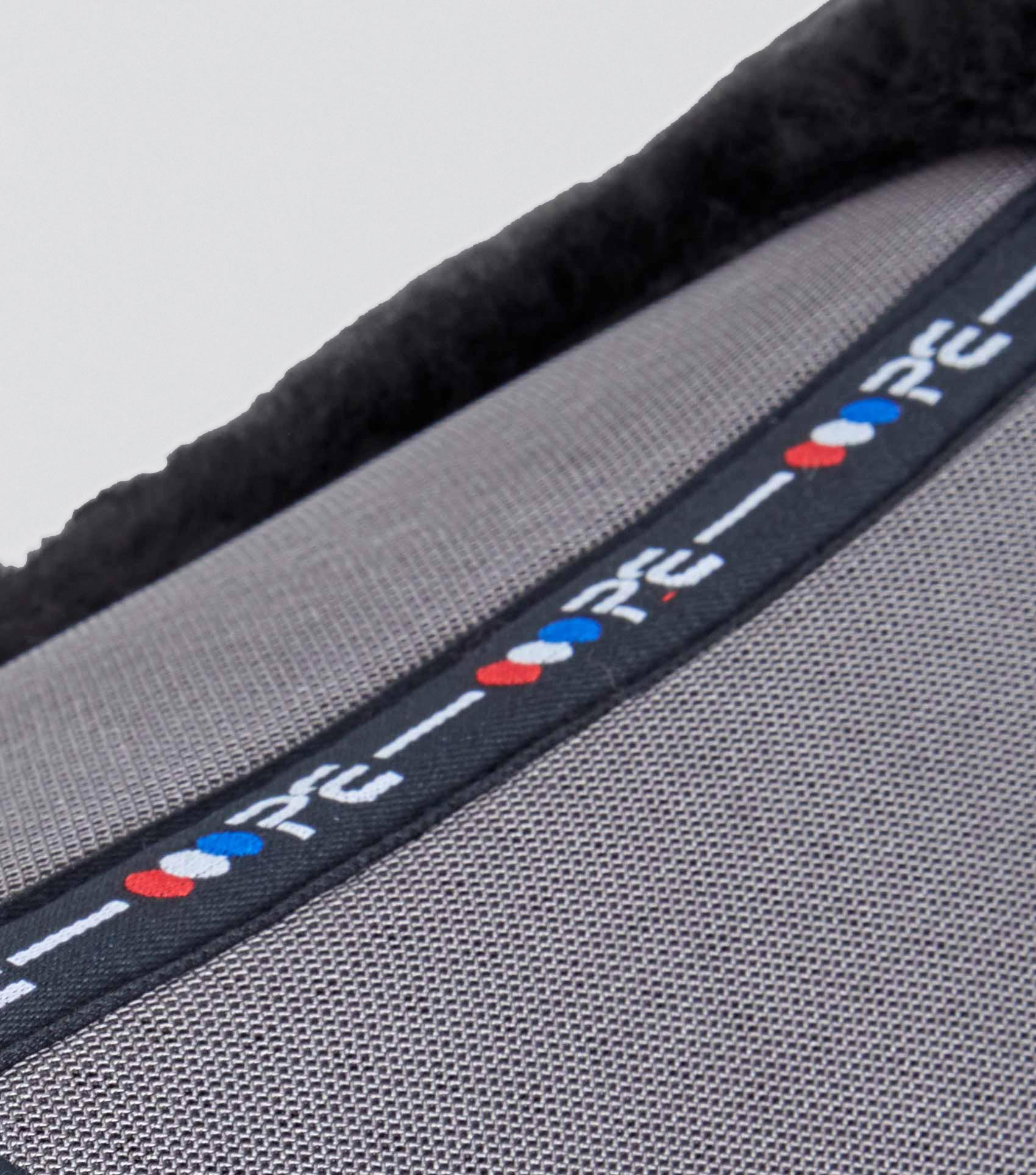 Premier Equine Grey & Black Wool GP/Jump Saddle Pad - Shockproof, Airtech, Close Contact. Equine Saddle Pad Close Up