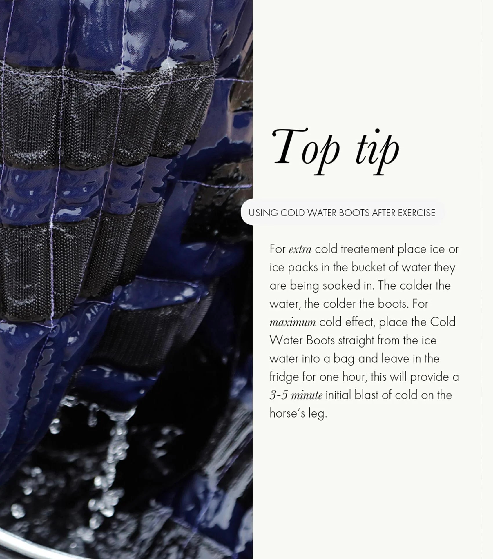 Premier Equine Cold Water Boots for Horses: Soaking in Ice Water for Post-Exercise Cooling & Therapy