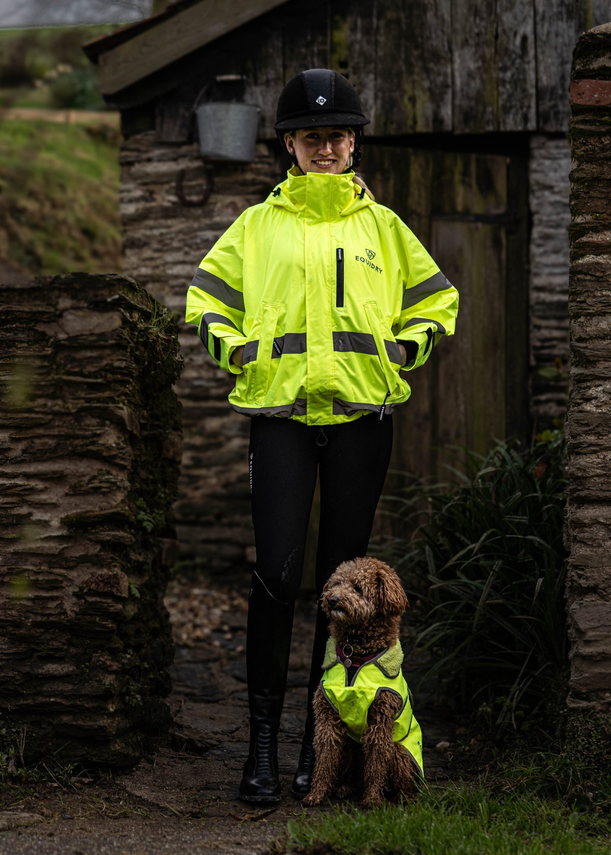 Equidry Women's Hi-Vis Waterproof Riding Coat | Mesh Lined | Dog Coat Option