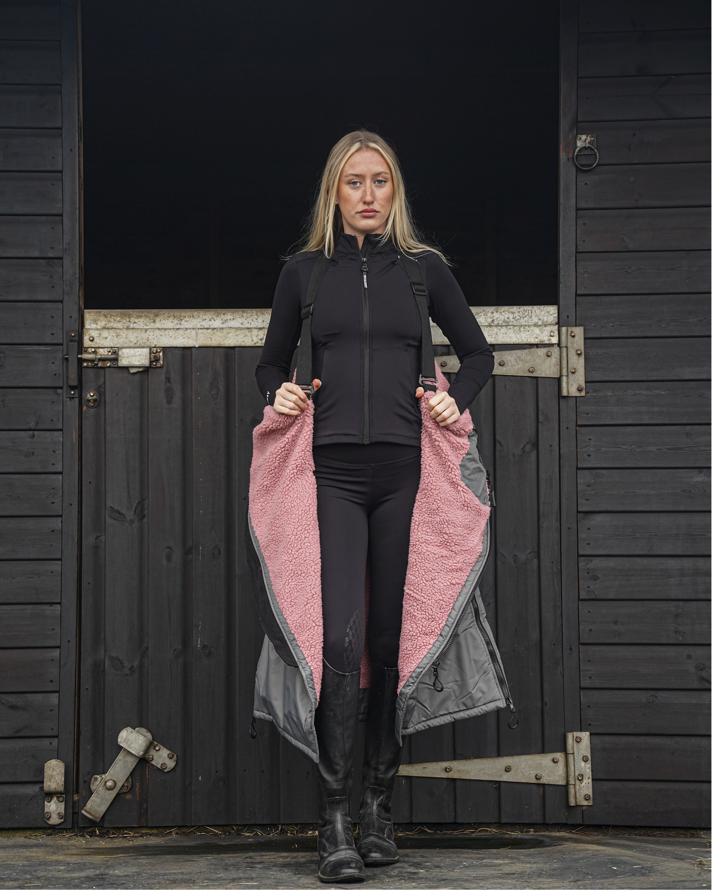 EQUIDRY Original Women's Thick Fleece Grey/Pale Pink