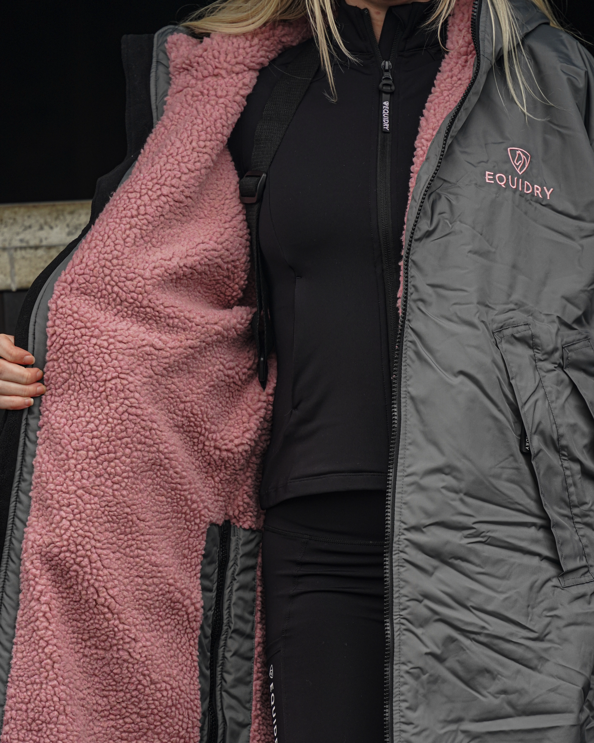 EQUIDRY Original Women's Thick Fleece Grey/Pale Pink