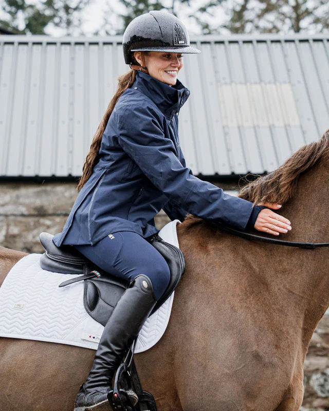 Equidry Iris Navy Waterproof Riding Jacket for Women: Equestrian Apparel