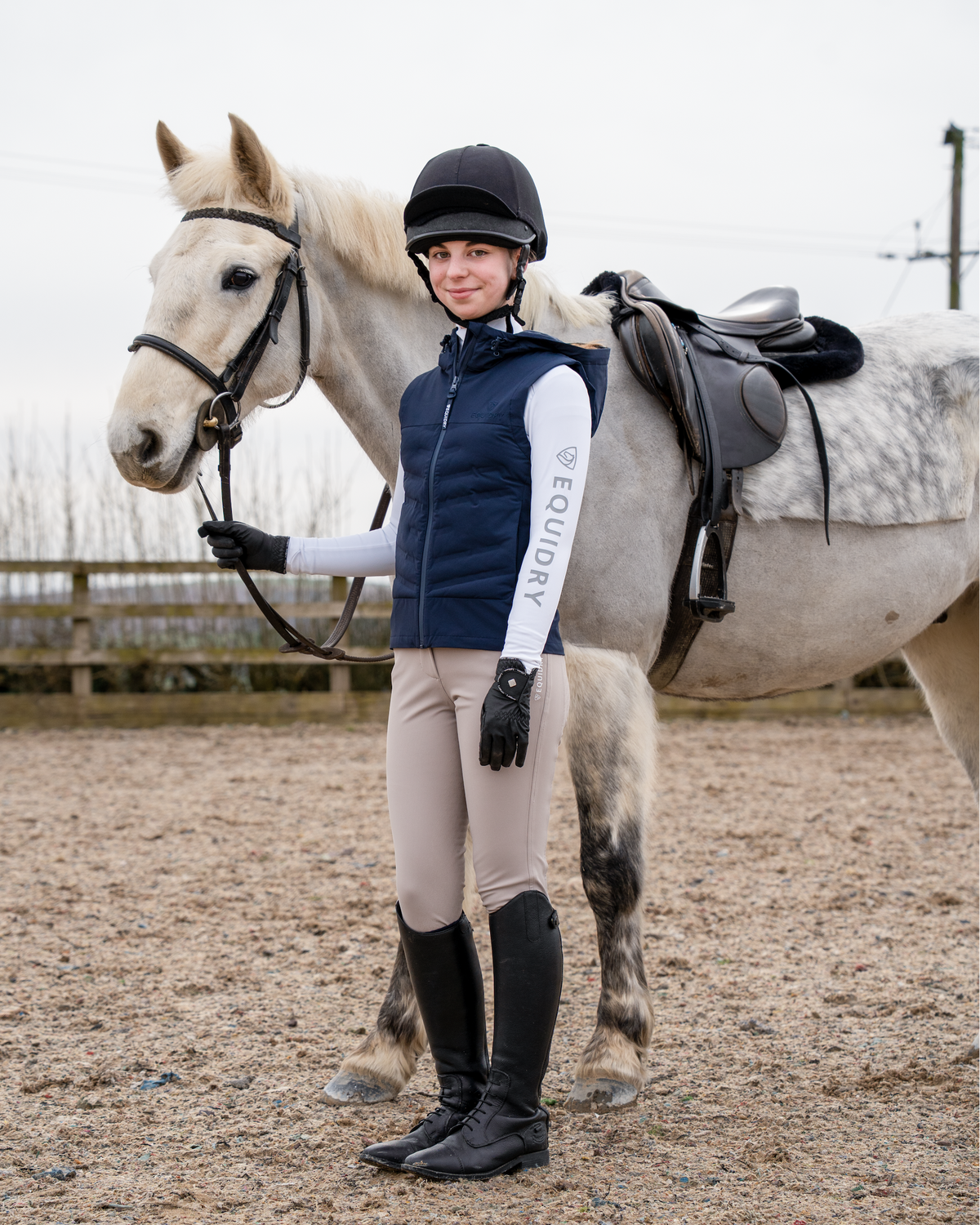 Equidry children's navy lightweight riding gilet - water-repellent and warm equestrian apparel