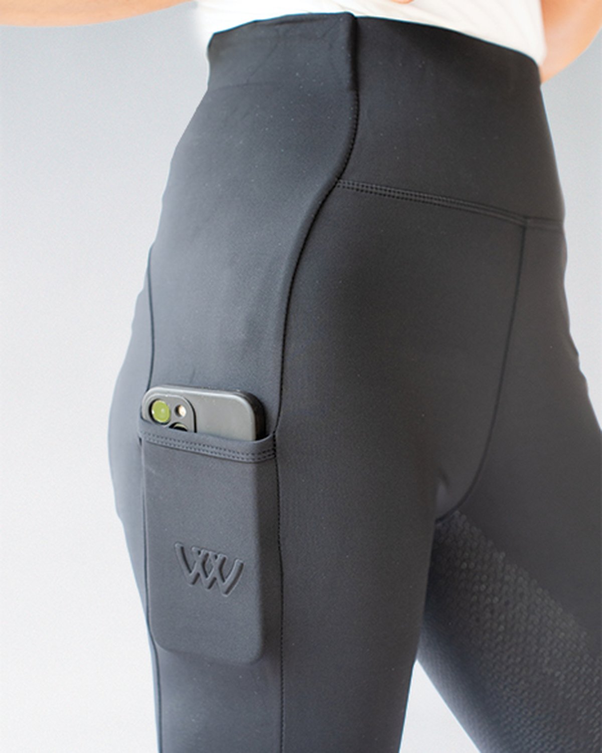 Woof Wear Riding Tights Slate - Full Seat, Phone Pocket, Equestrian Apparel - UK14