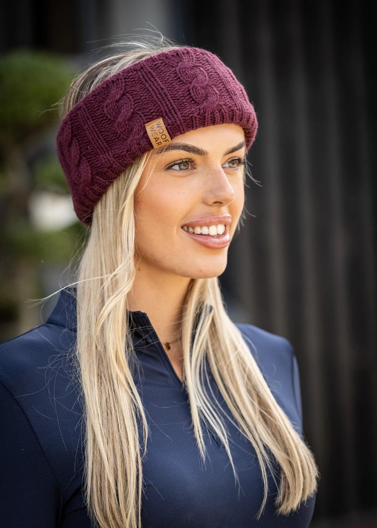 WOOF WEAR Cable Headband Plum: Cable Knit Winter Headband for Women. Stylish & Warm Accessory from Equiflair.