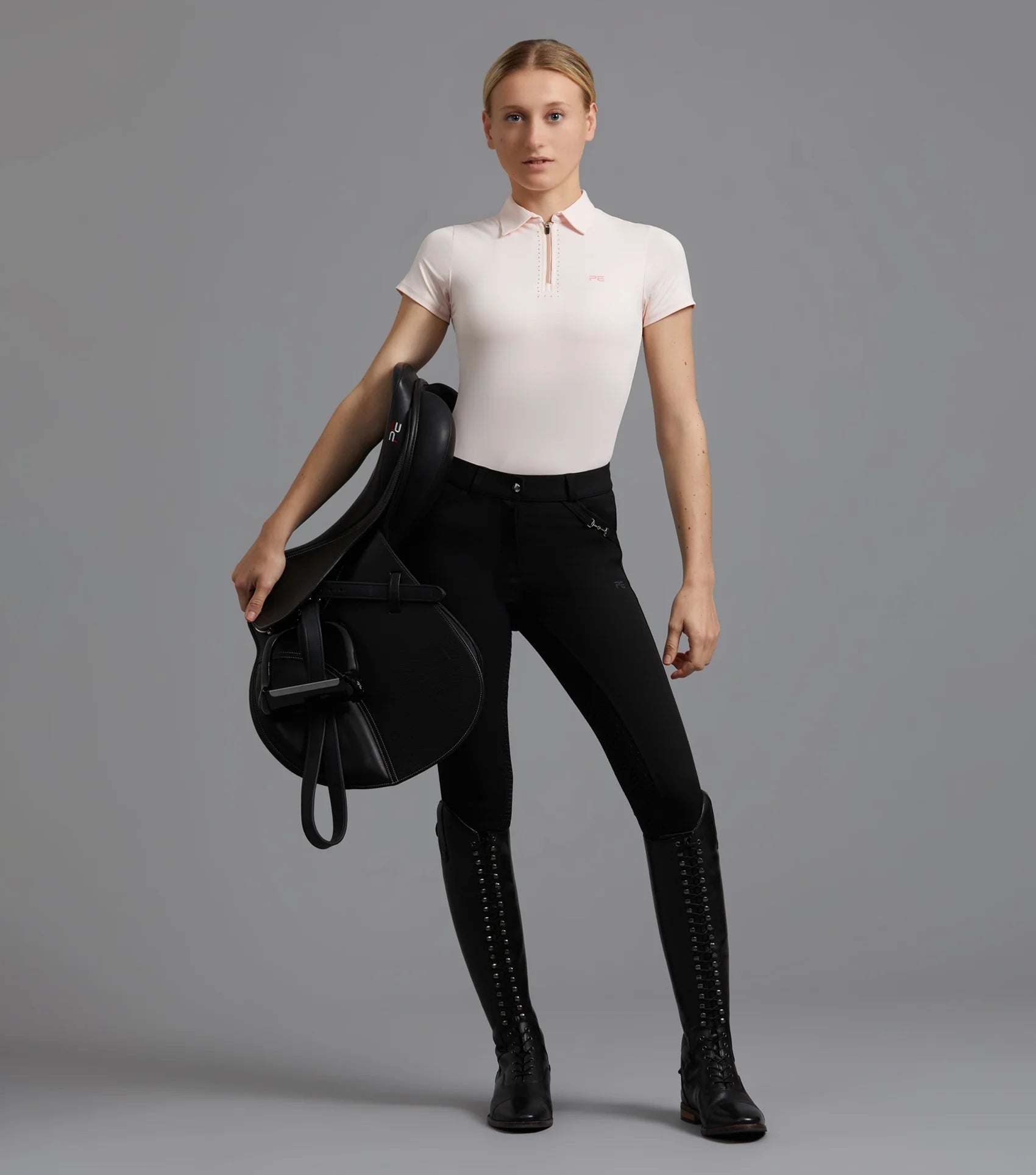 Premier Equine Delta Ladies Riding Breeches - Equestrian Style, Black Full Seat Gel Breeches