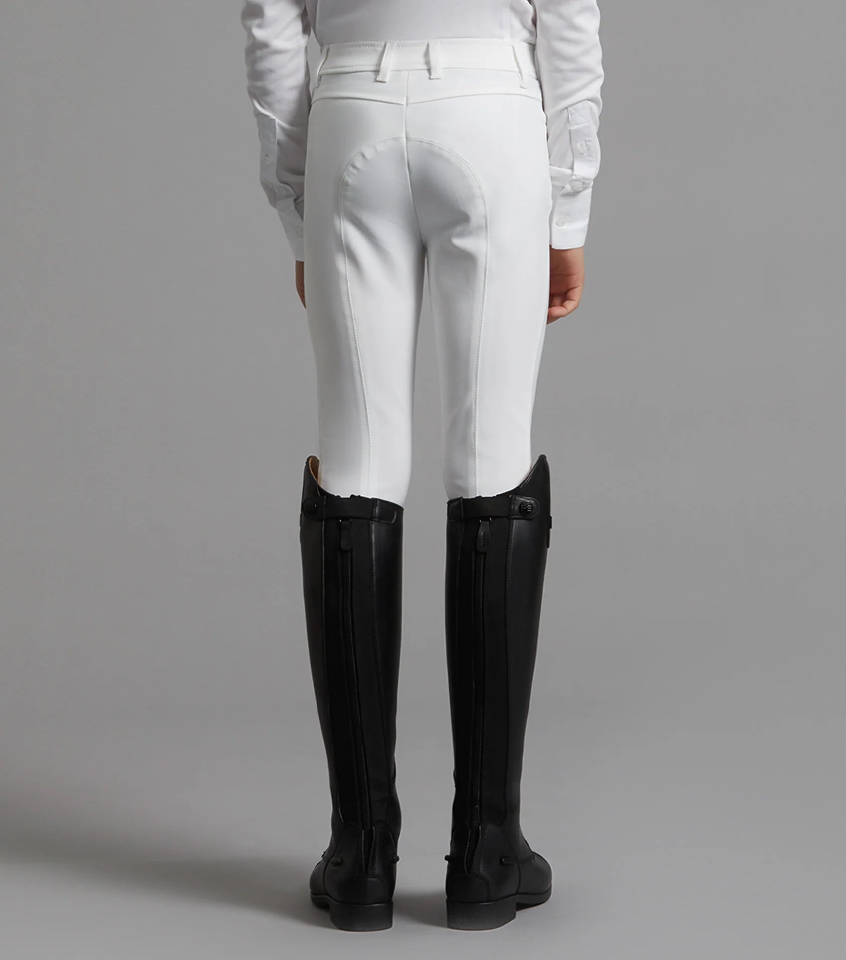 Boys White Equestrian Riding Breeches & Black Boots - Competition Style | Equiflair